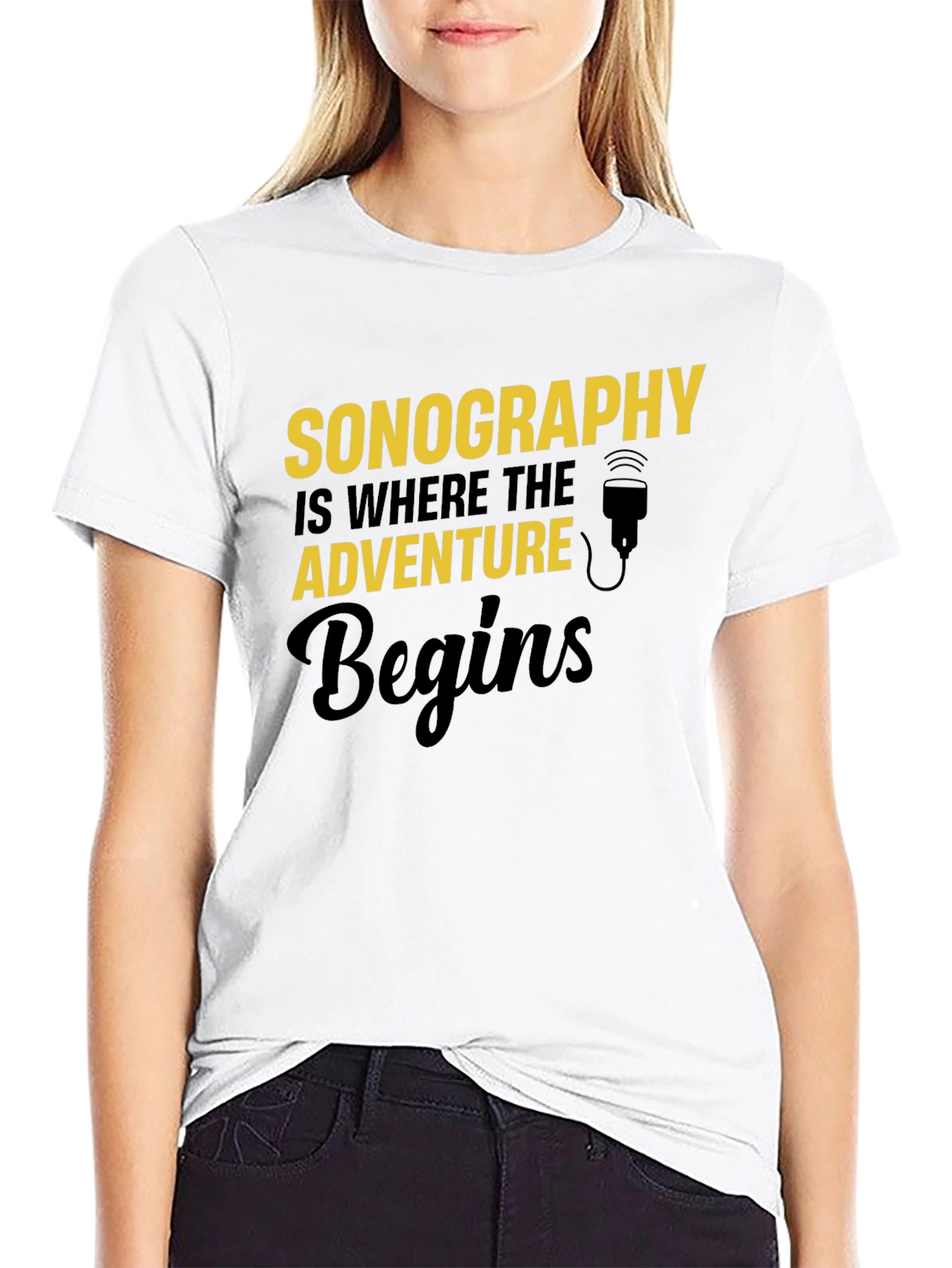Black Sonography Adventure Begins T-Shirt - Black view 9