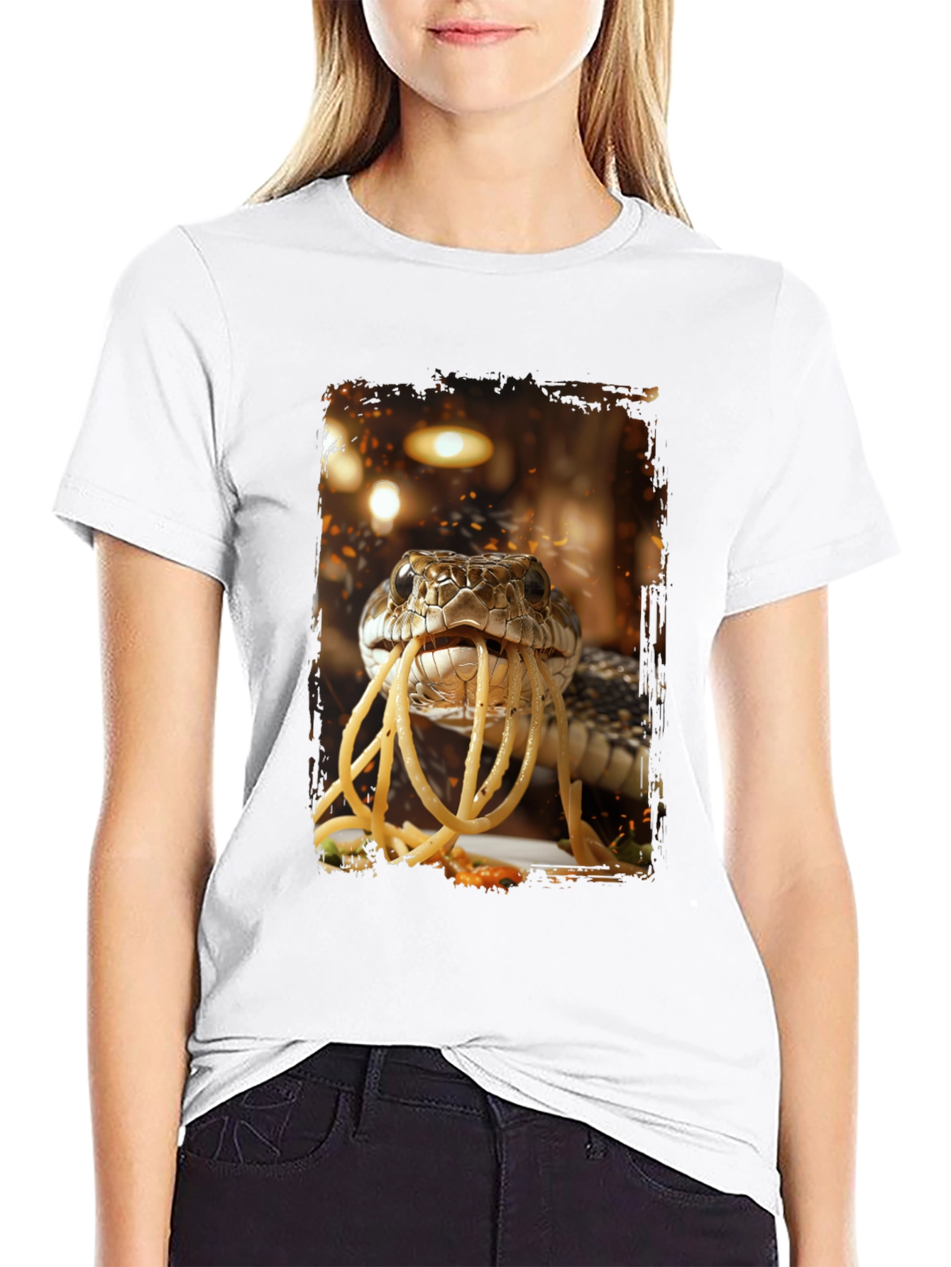 Black Snake Eating Spaghetti Graphic Tee view 9