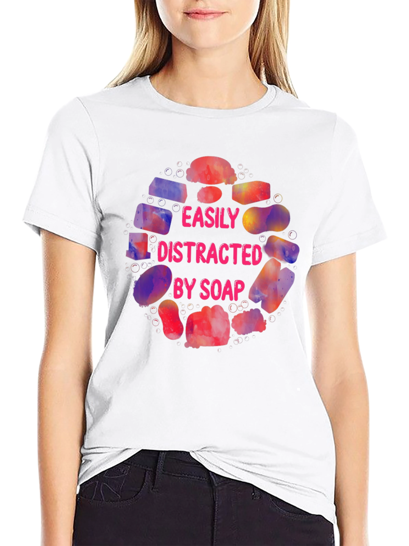 Black Easily Distracted By Soap Graphic T-Shirt view 9