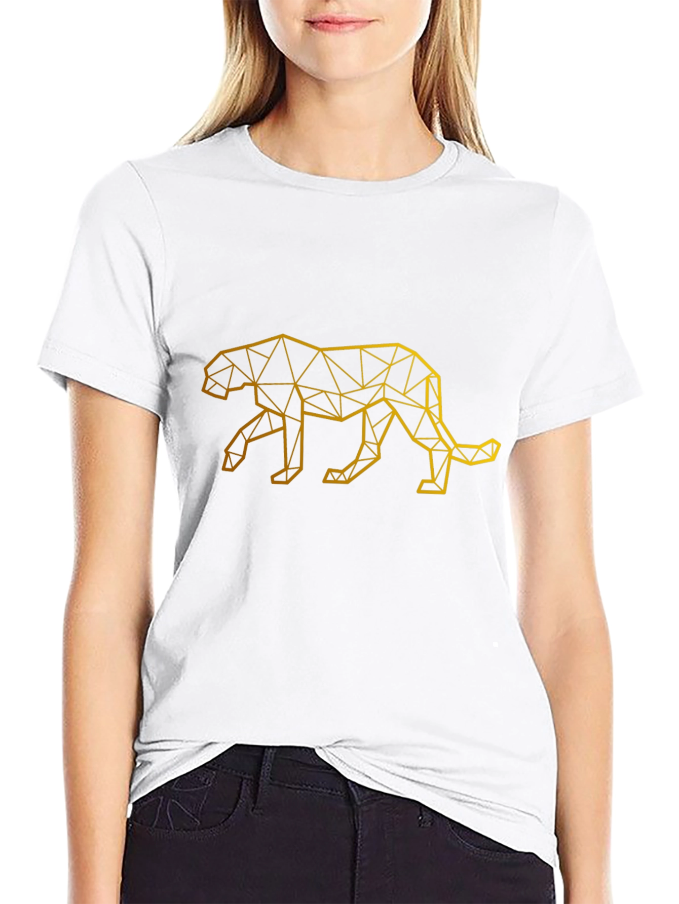 Black Geometric Panther Graphic Tee - Modern Style view 9