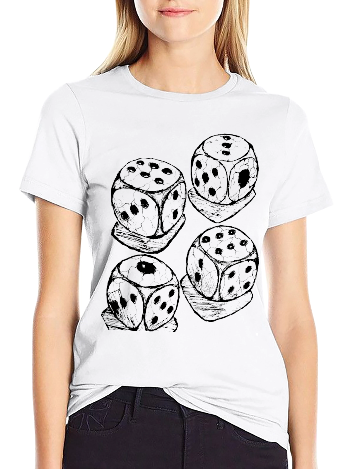 Black Dice Pattern Black T-Shirt view 9