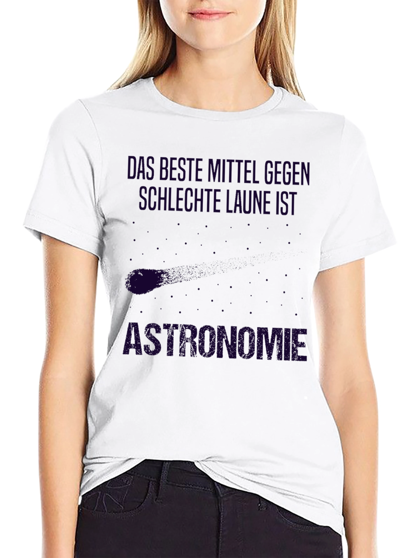 Black Astronomie T-Shirt, Funny Astronomy Shirt, German Text view 9