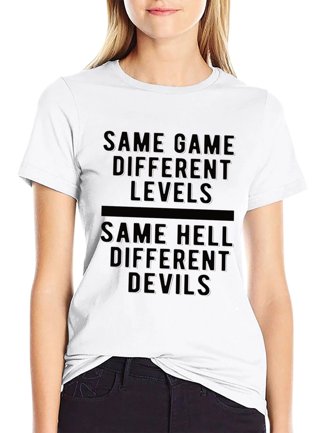 Black Same Game Different Levels Graphic Tee view 9