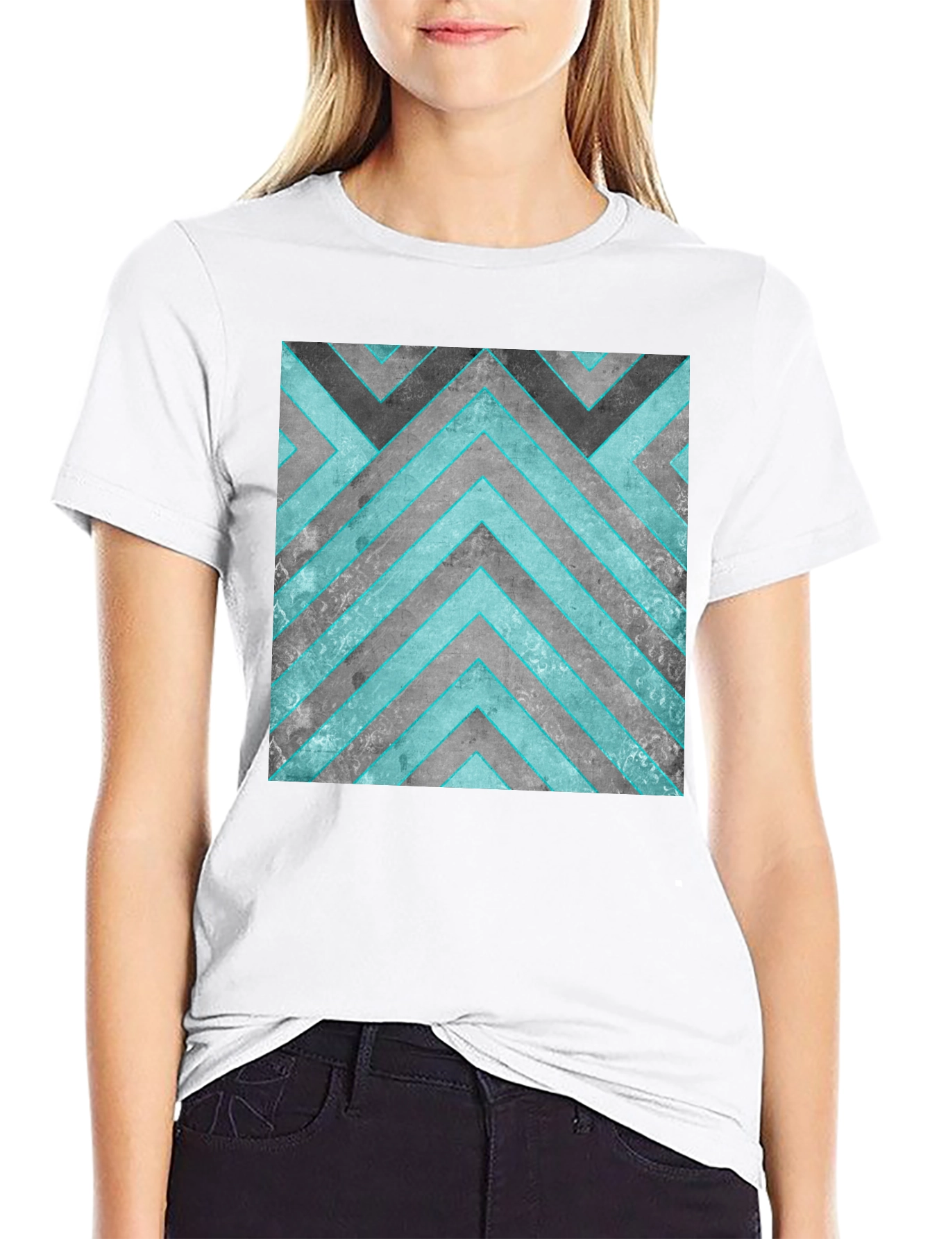 Black Abstract Geometric Graphic T-Shirt view 9