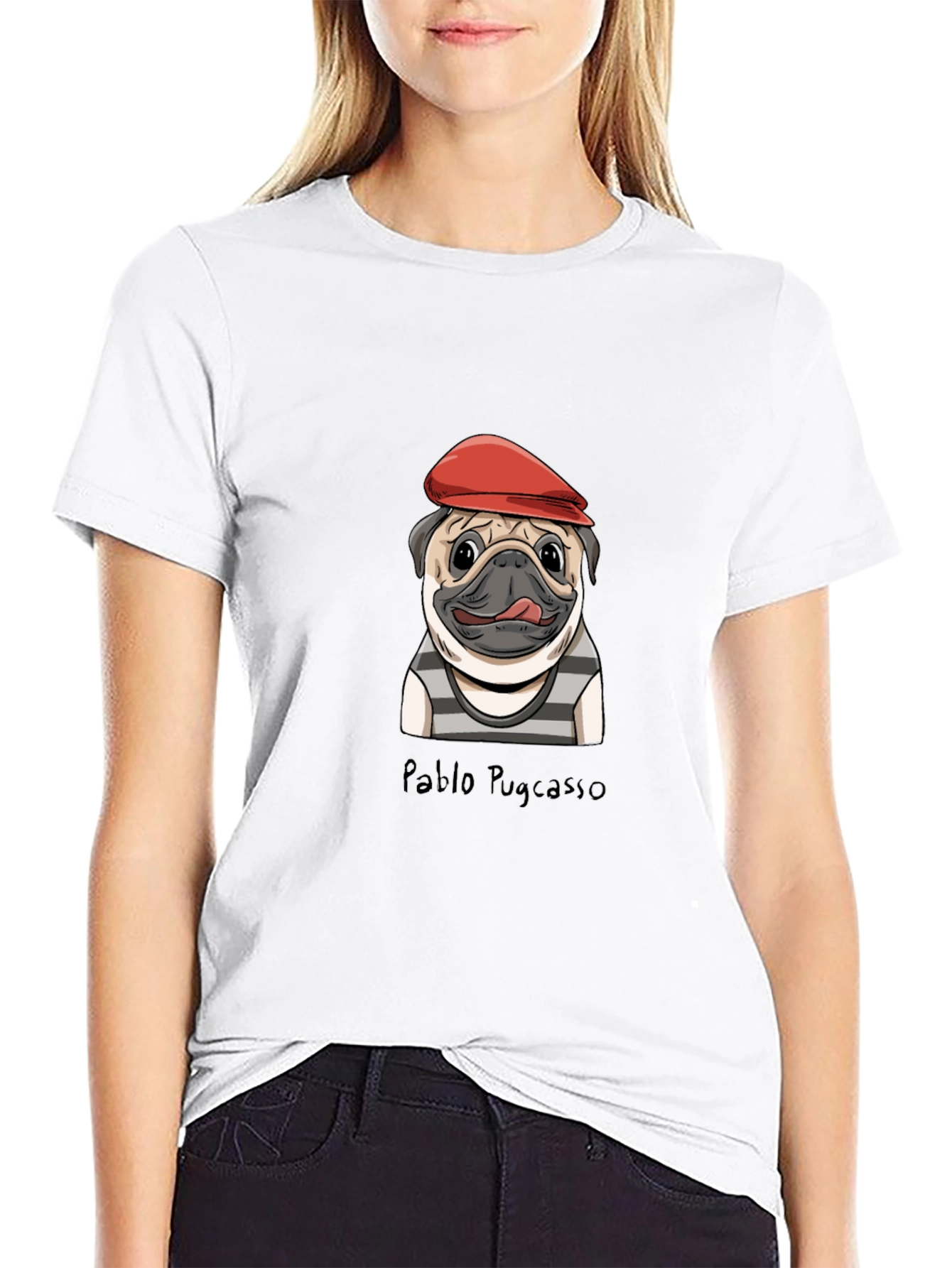 Black Pablo Pugcasso Graphic T-Shirt - Unique Dog Art Tee view 9