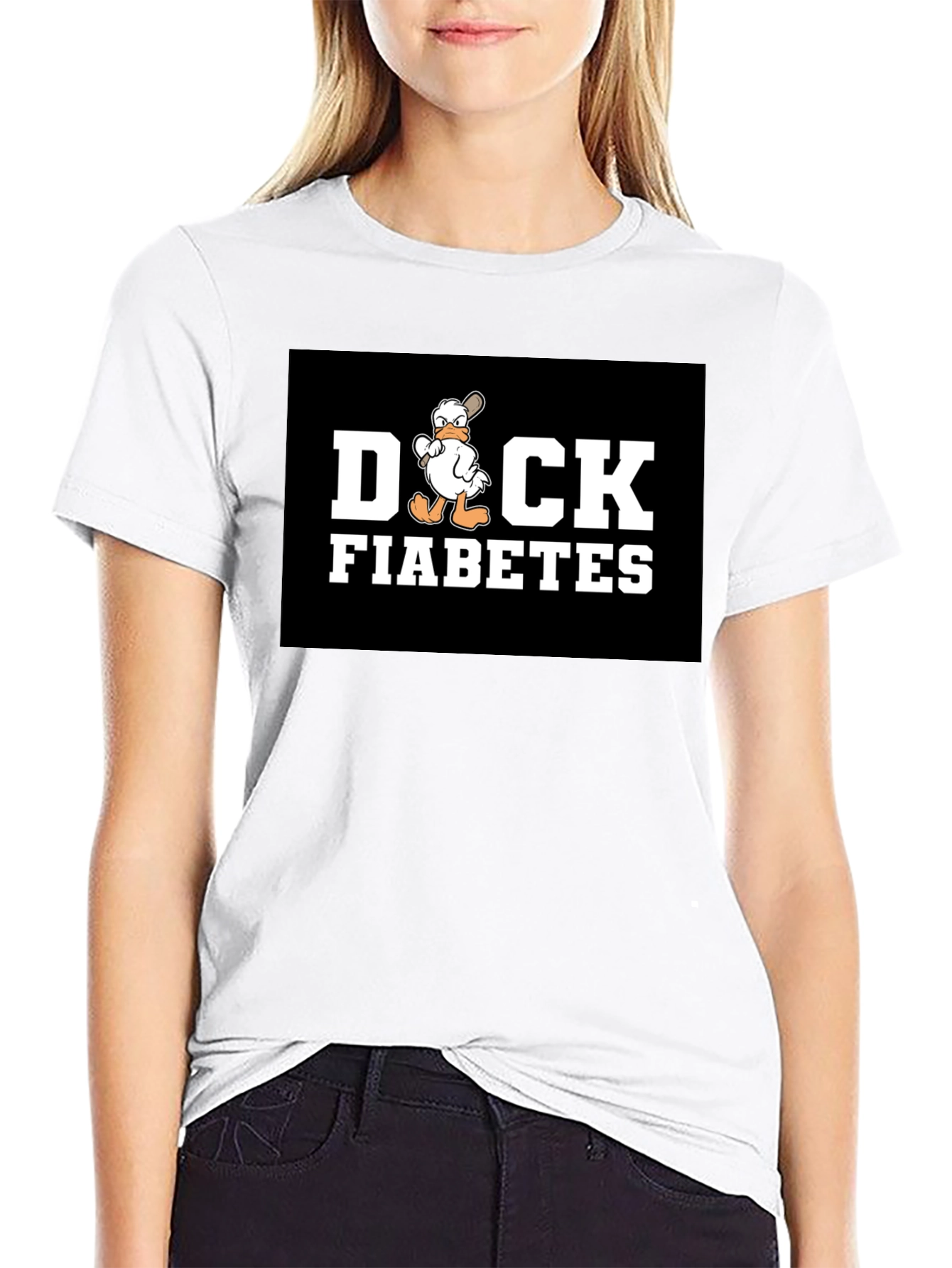 Black Duck Fiabetes T-Shirt - Funny Cartoon Graphic Tee view 9