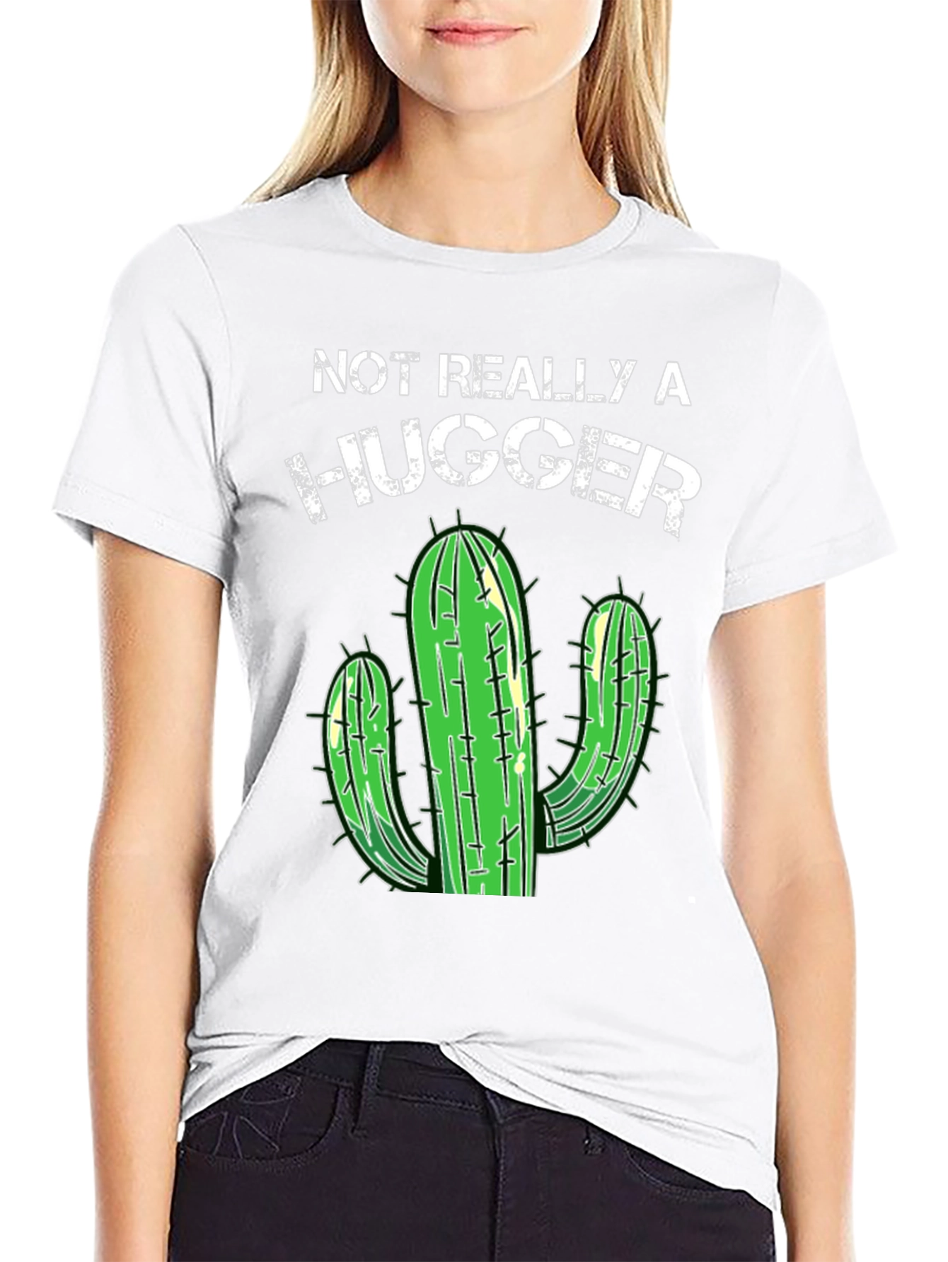 Black Not Really a Hugger Cactus Graphic Tee view 9