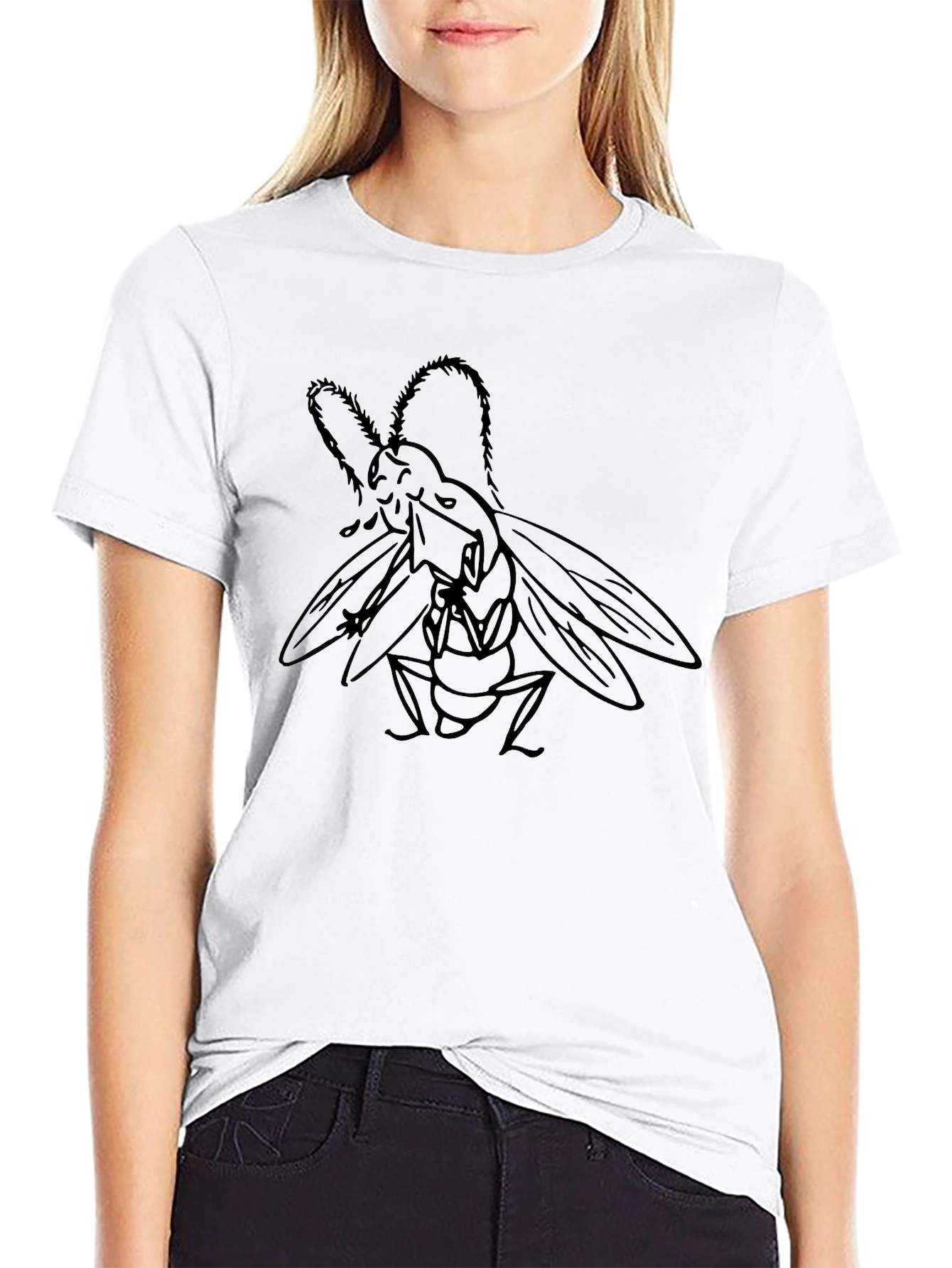 Black Fly with Chainsaws Graphic Tee - Black Cotton T-Shirt view 9
