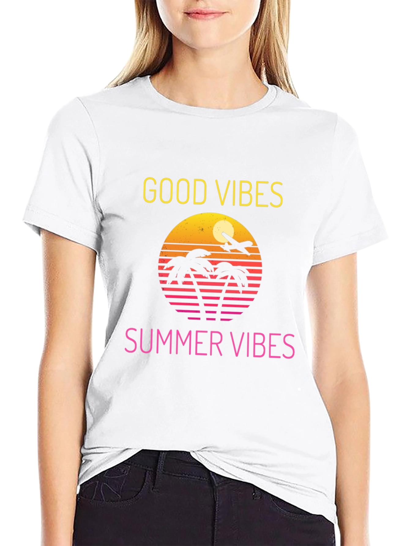 Black Good Vibes Summer T-Shirt view 9