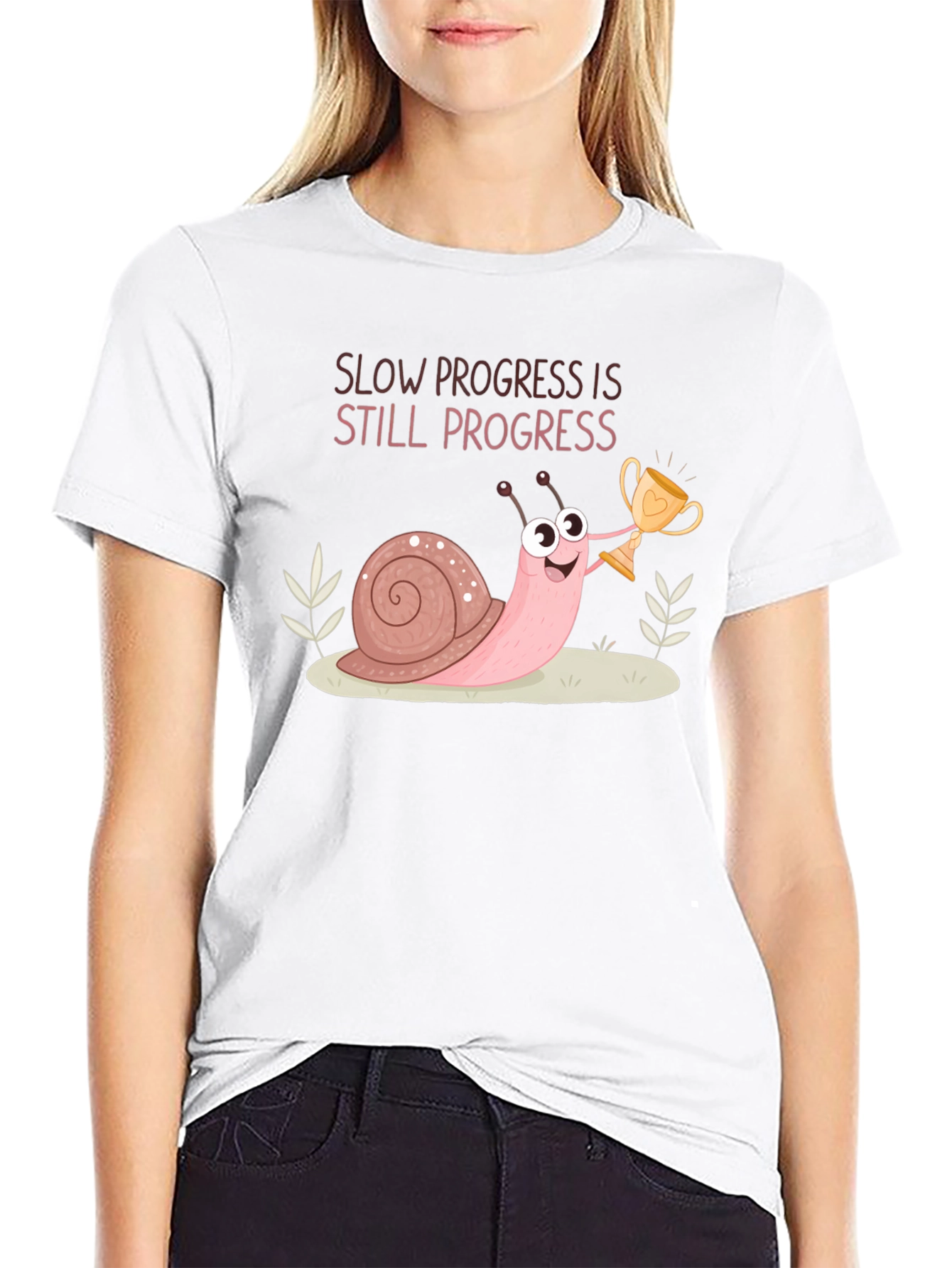 Black Slow Progress Snail T-Shirt - Motivation Tee view 9