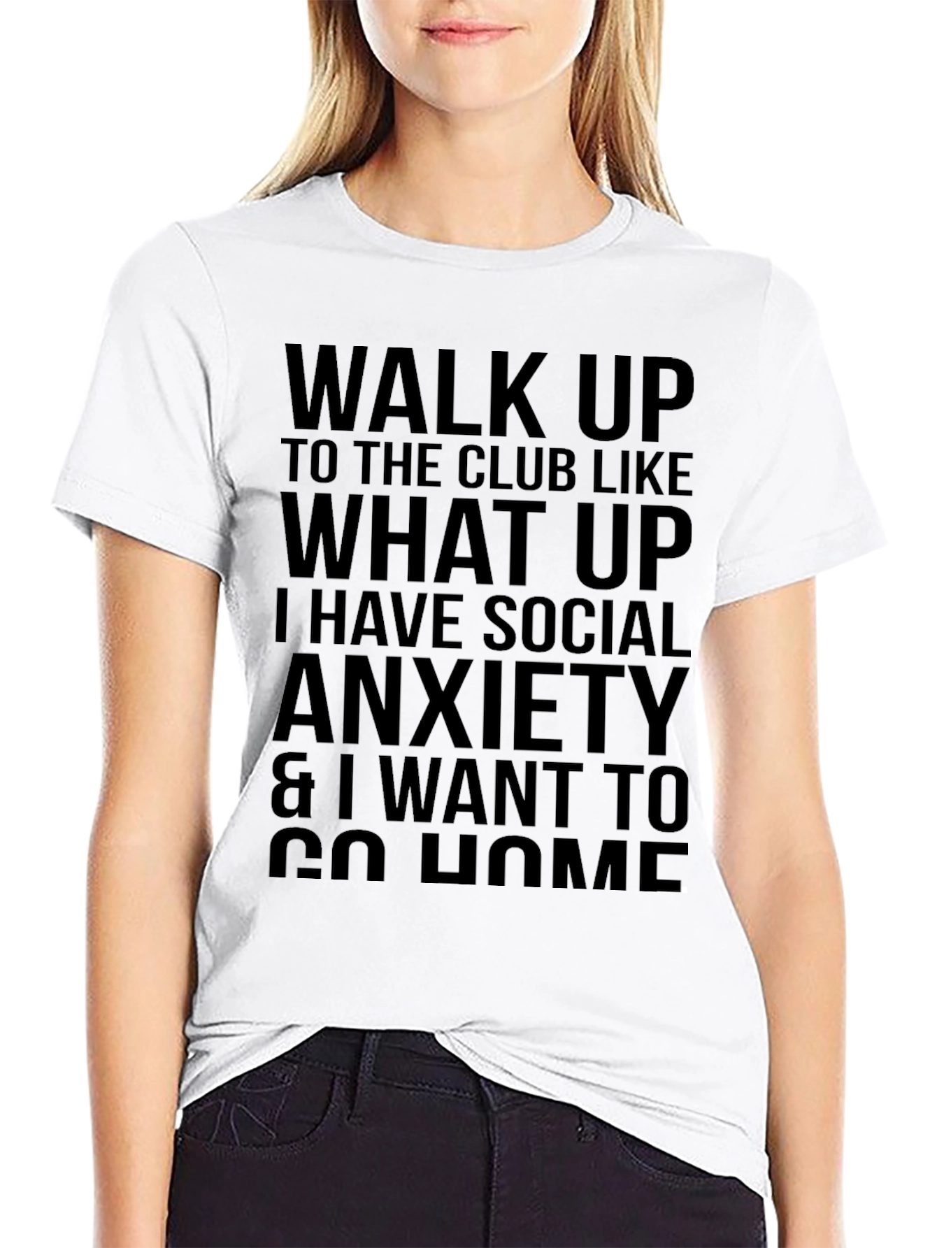 Black Social Anxiety Statement T-Shirt view 9