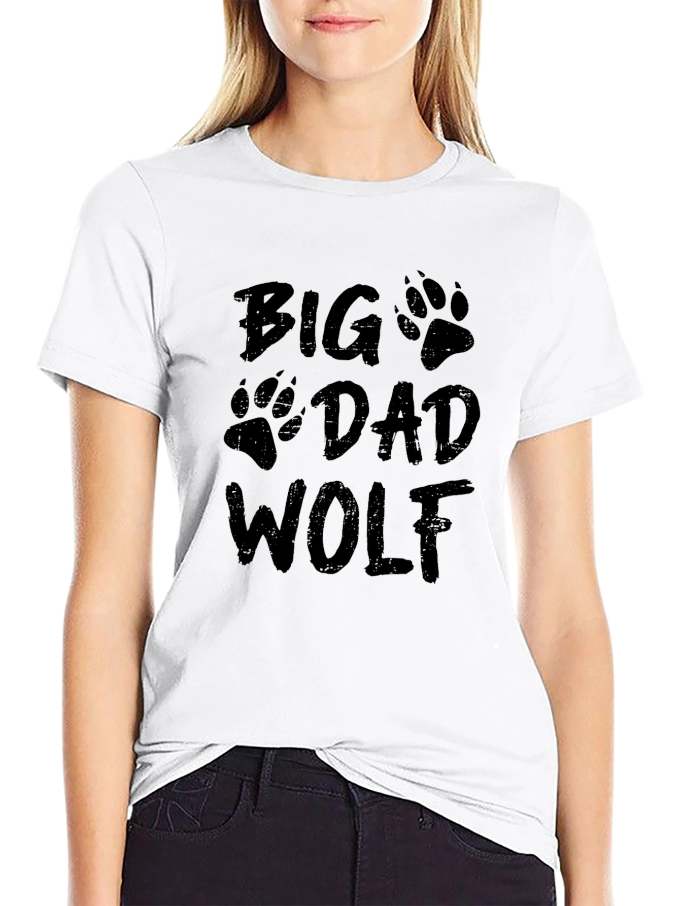 Black Big Dad Wolf Graphic Tee - Black view 9