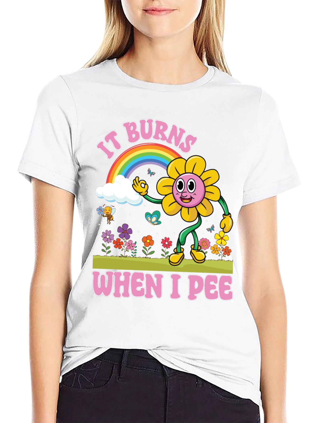 Black It Burns When I Pee Graphic T-Shirt view 9