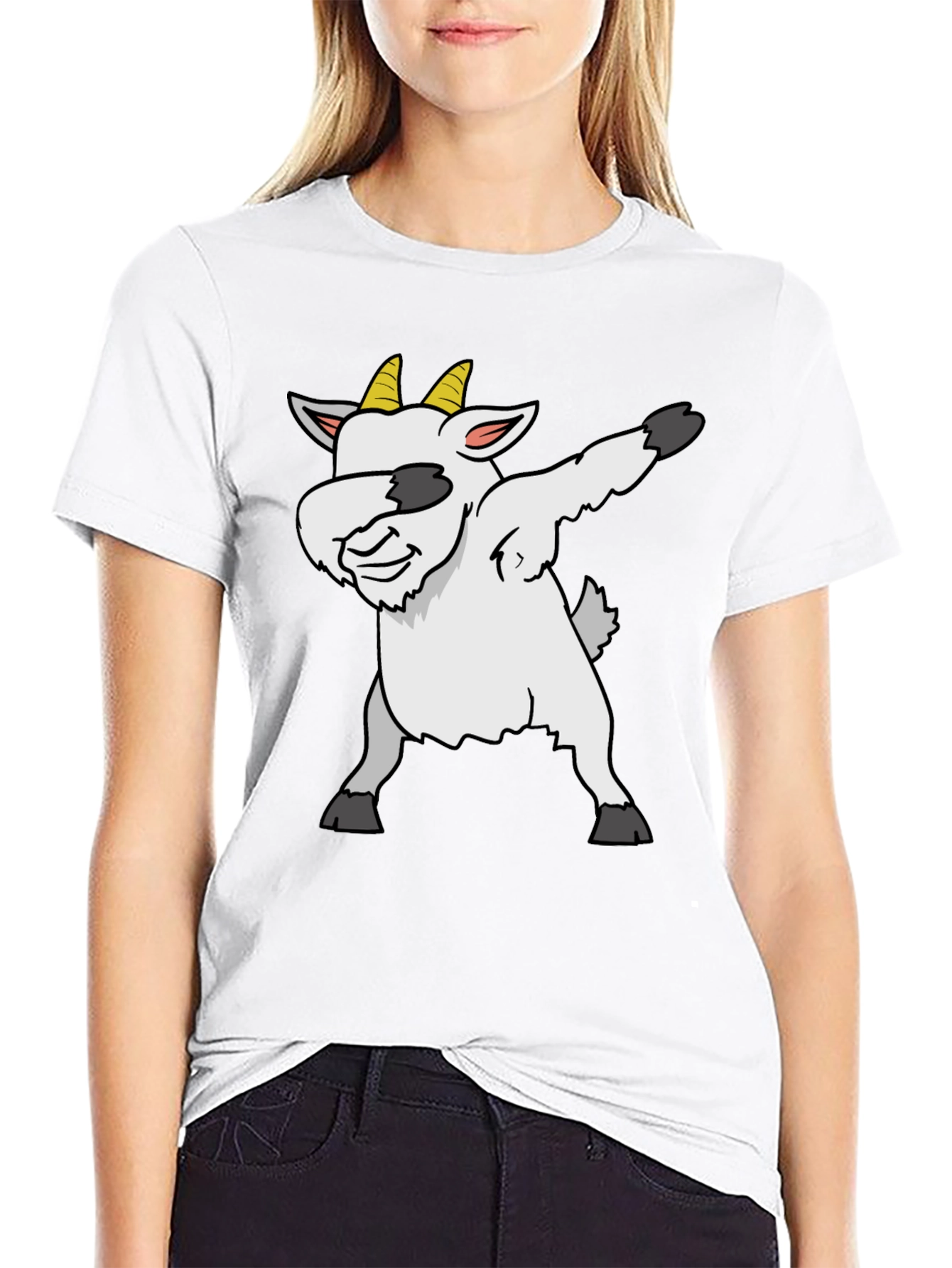 Black Dabbing Goat Graphic Tee - Black T-Shirt view 9