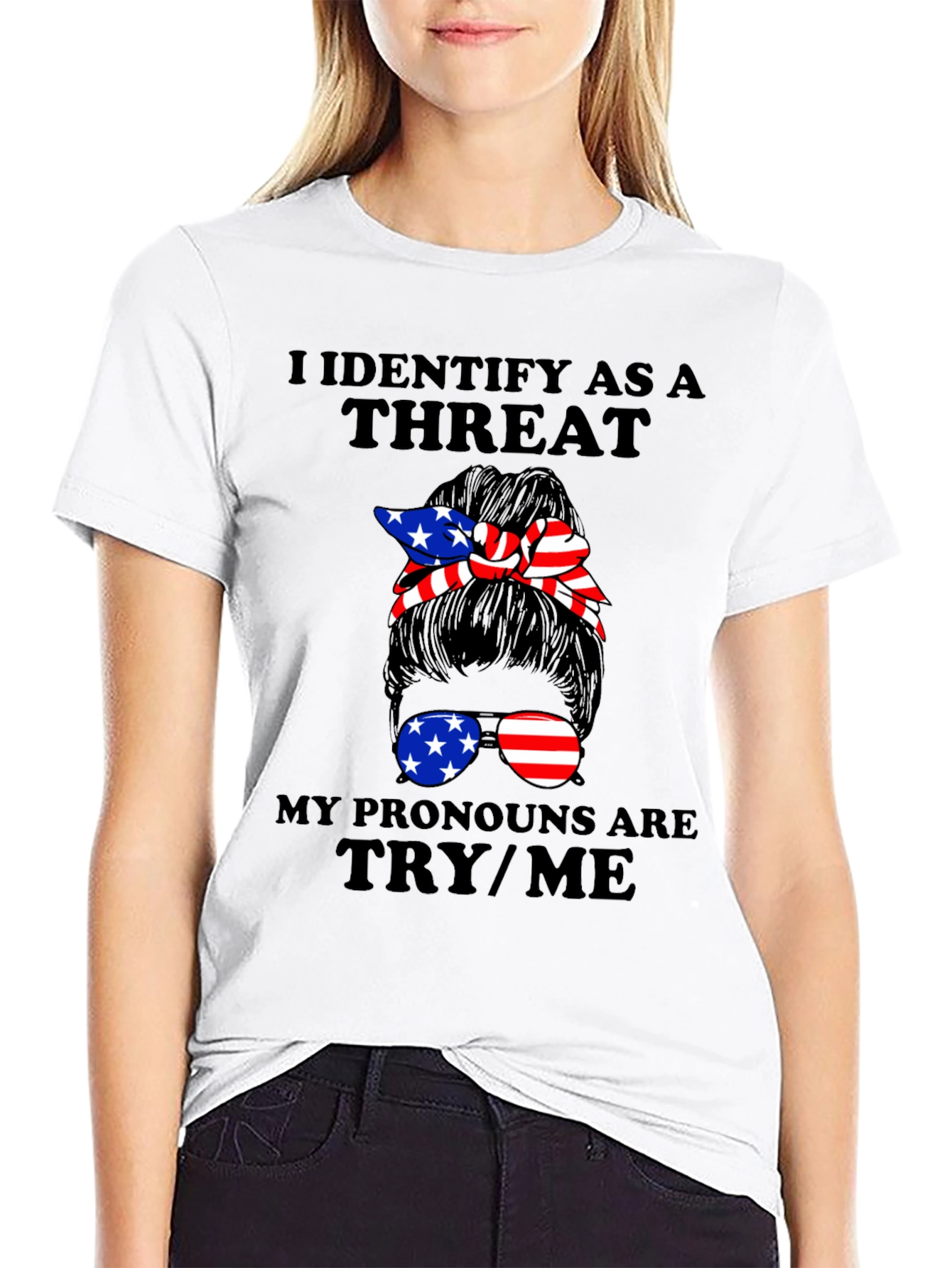 Black I Identify As A Threat Graphic Tee view 9