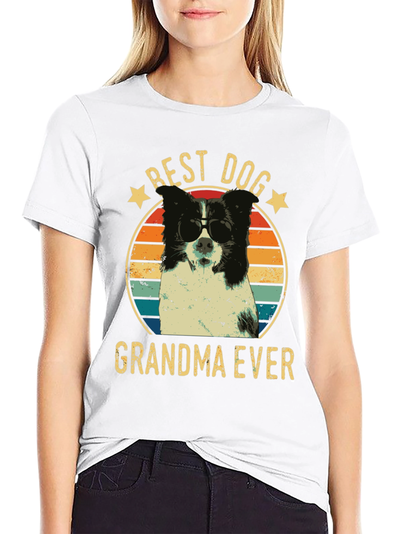 Black Best Dog Grandma Ever Graphic T-Shirt view 9