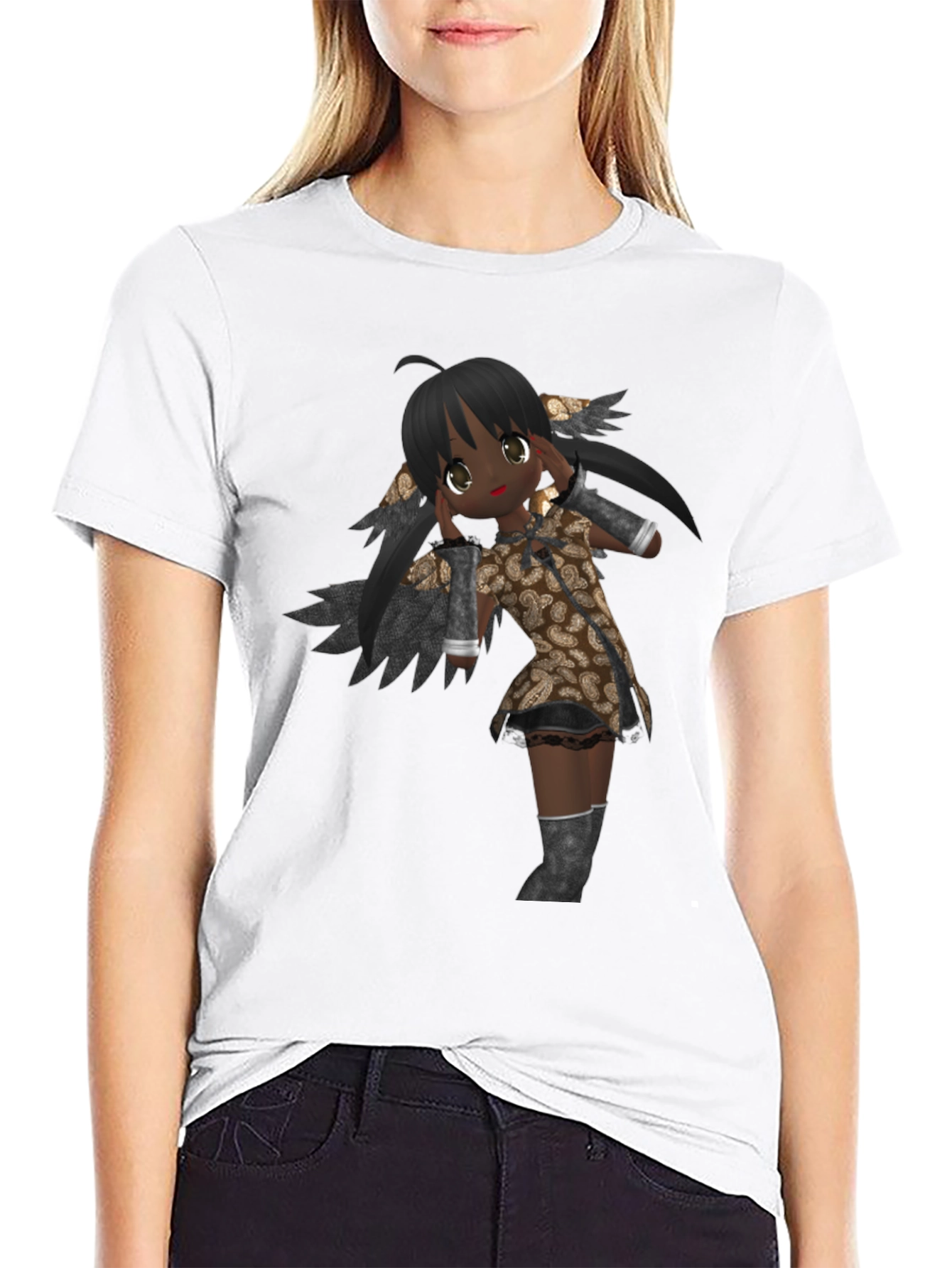 Black Anime Graphic Print Black T-Shirt view 9