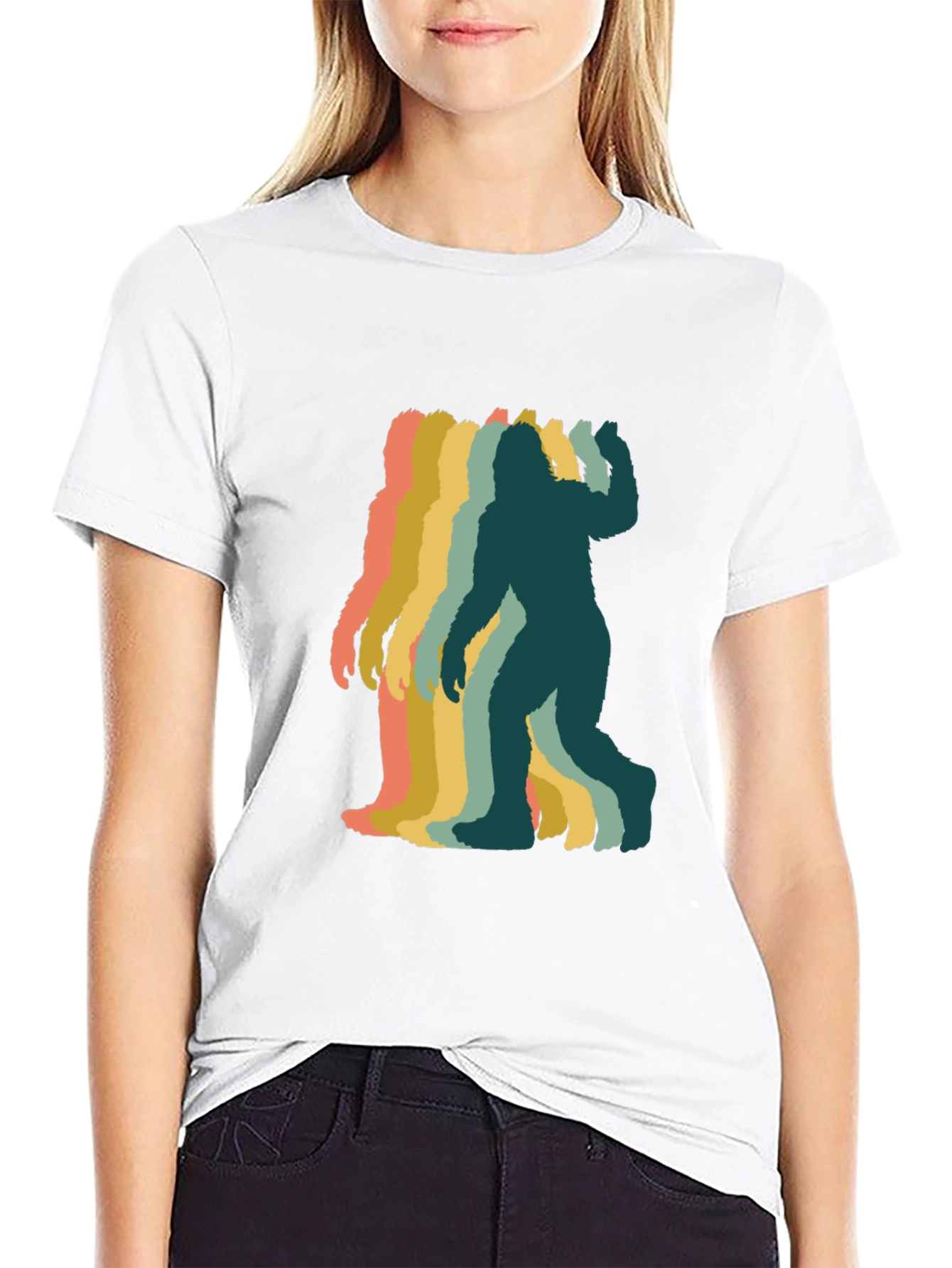Black Retro Bigfoot Silhouette Graphic T-Shirt - Black view 9