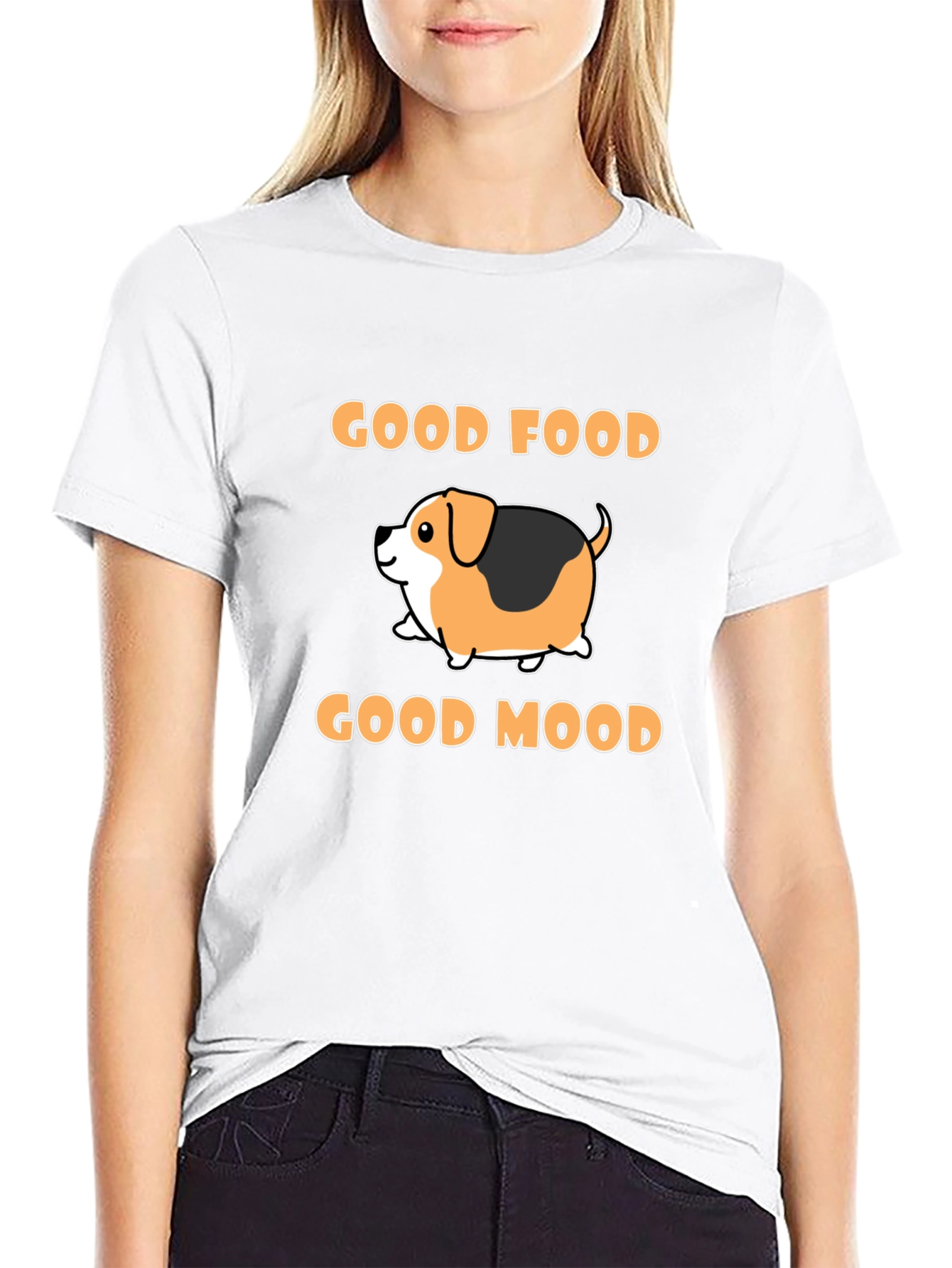 Black Good Food Good Mood Dog T-Shirt view 9