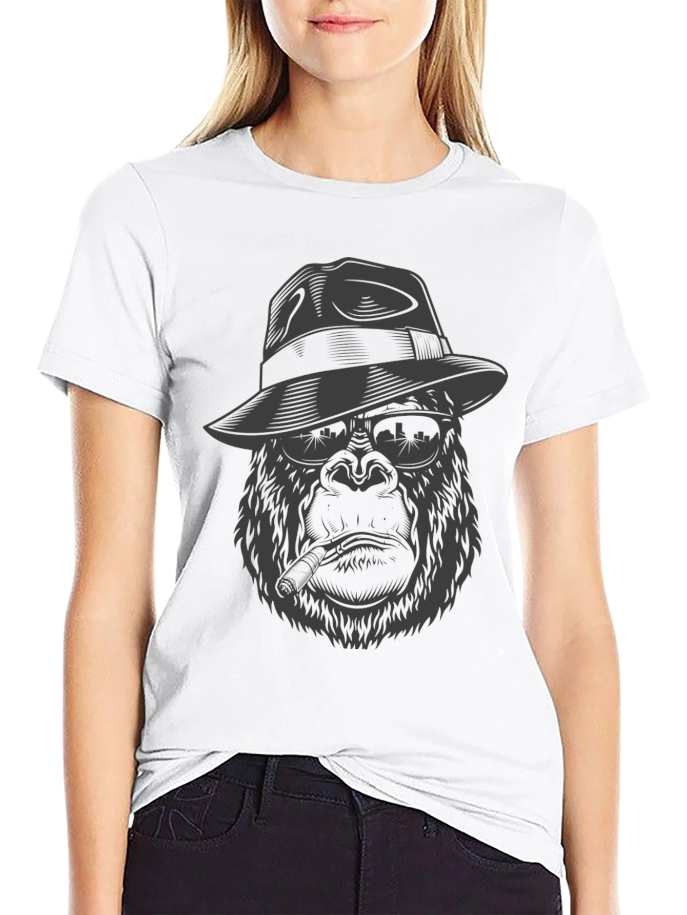 Black Gangster Gorilla Graphic Tee - Cool & Unique Design view 9