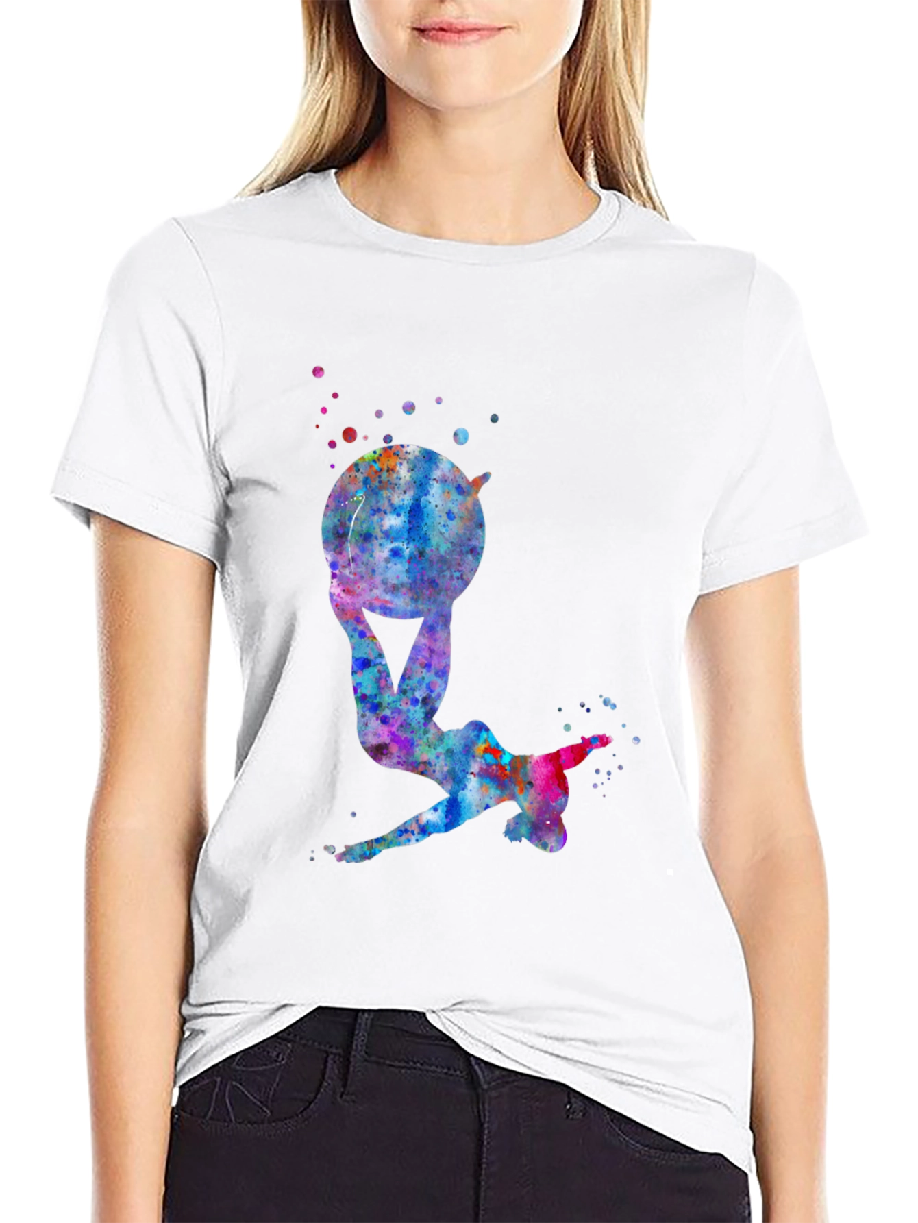 Black Gymnast Watercolor Black T-Shirt view 9