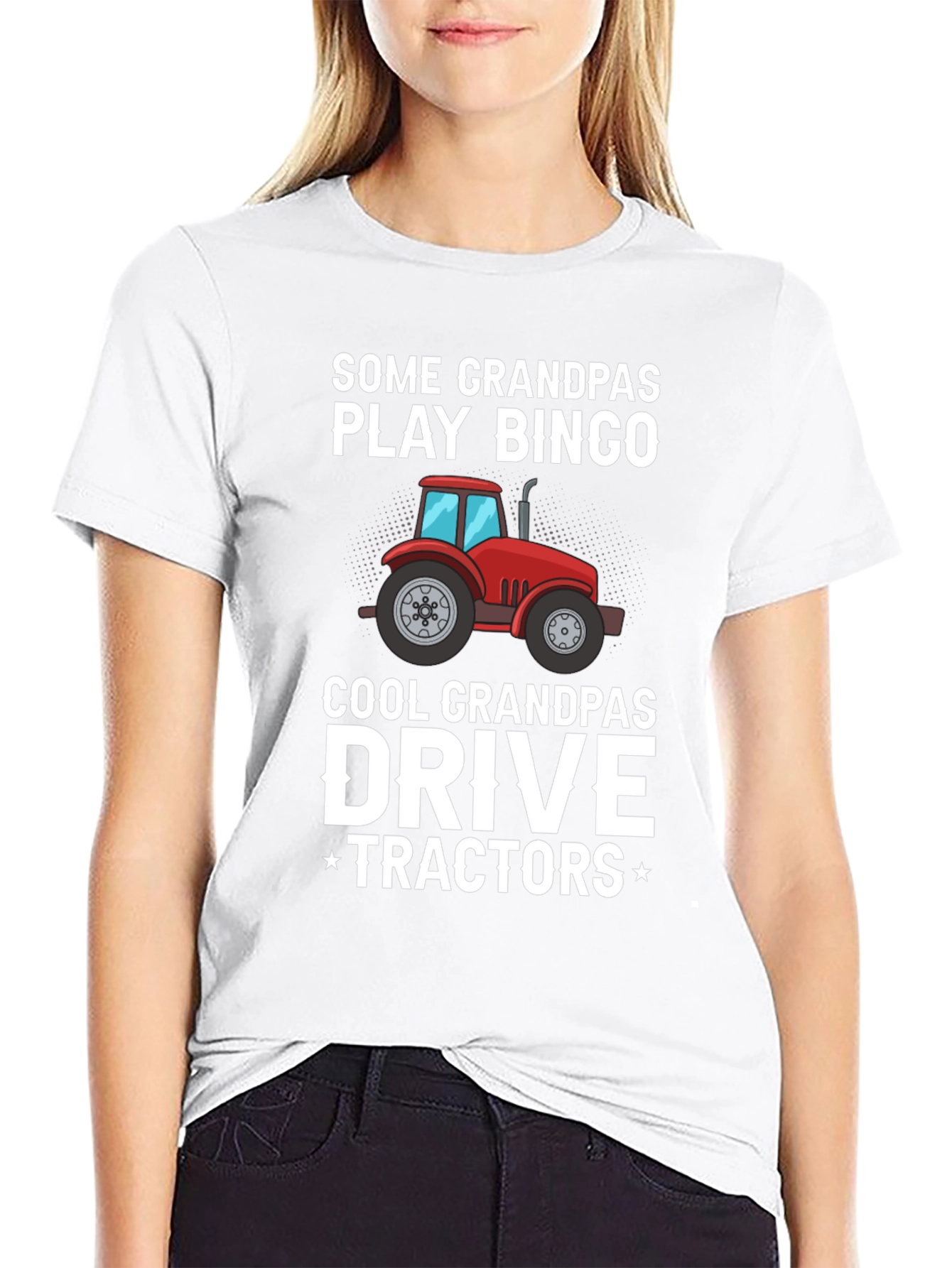 Black Cool Grandpa Drives Tractors T-Shirt view 9