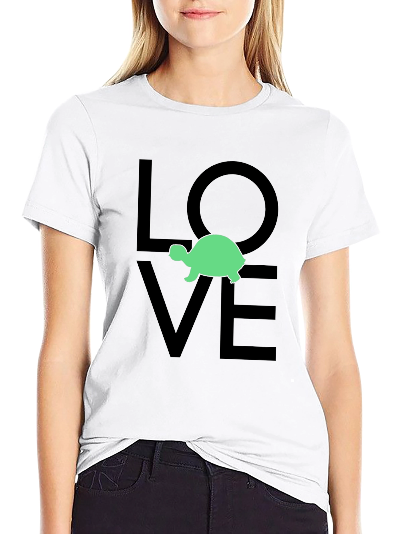 Black Turtle Love Graphic Tee - Black Cotton T-Shirt view 9