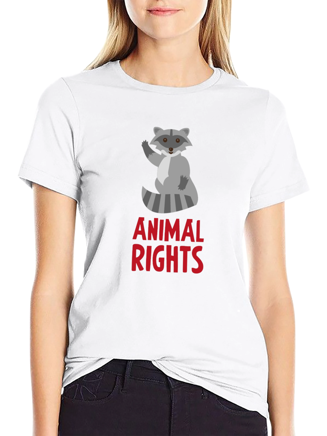 Black Animal Rights Raccoon Graphic Tee view 9
