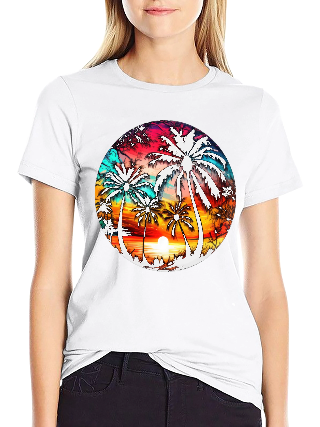 Black Sunset Palm Tree Graphic Tee - Tropical Vibe view 9