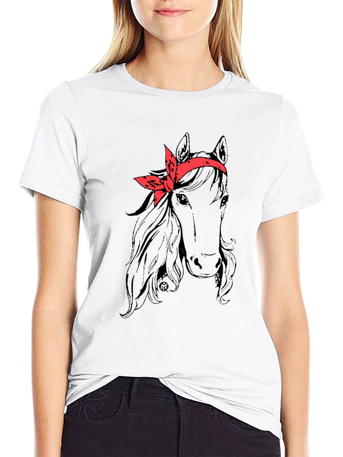 Black Horse with Bandana Graphic Tee view 9