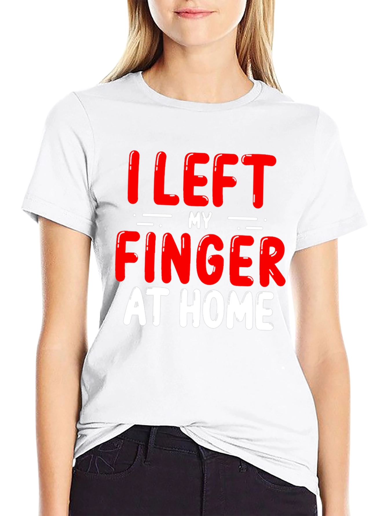 Black Funny "I Left My Finger at Home" T-Shirt view 9