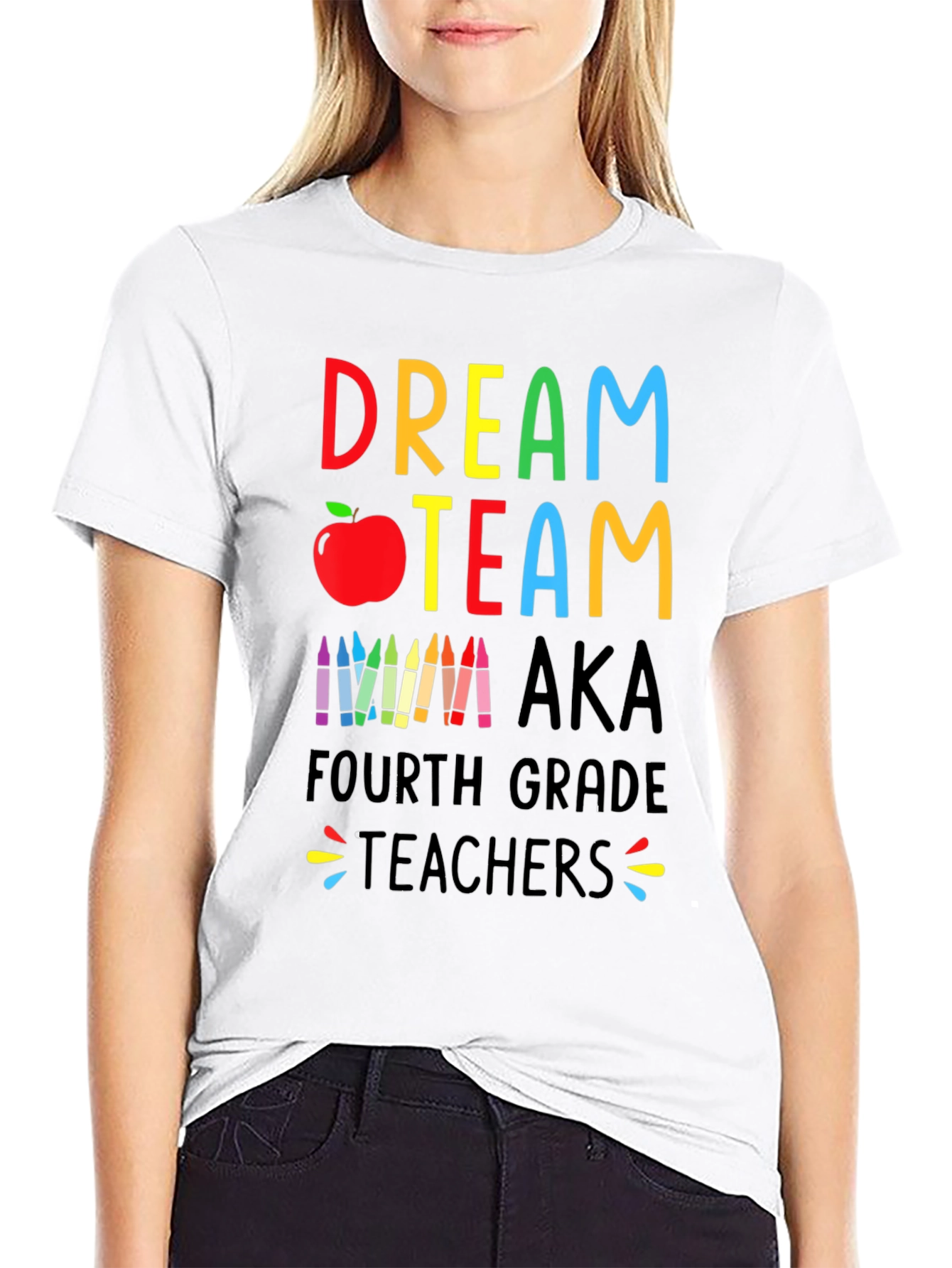 Black Dream Team Teacher Shirt - Fourth Grade view 9