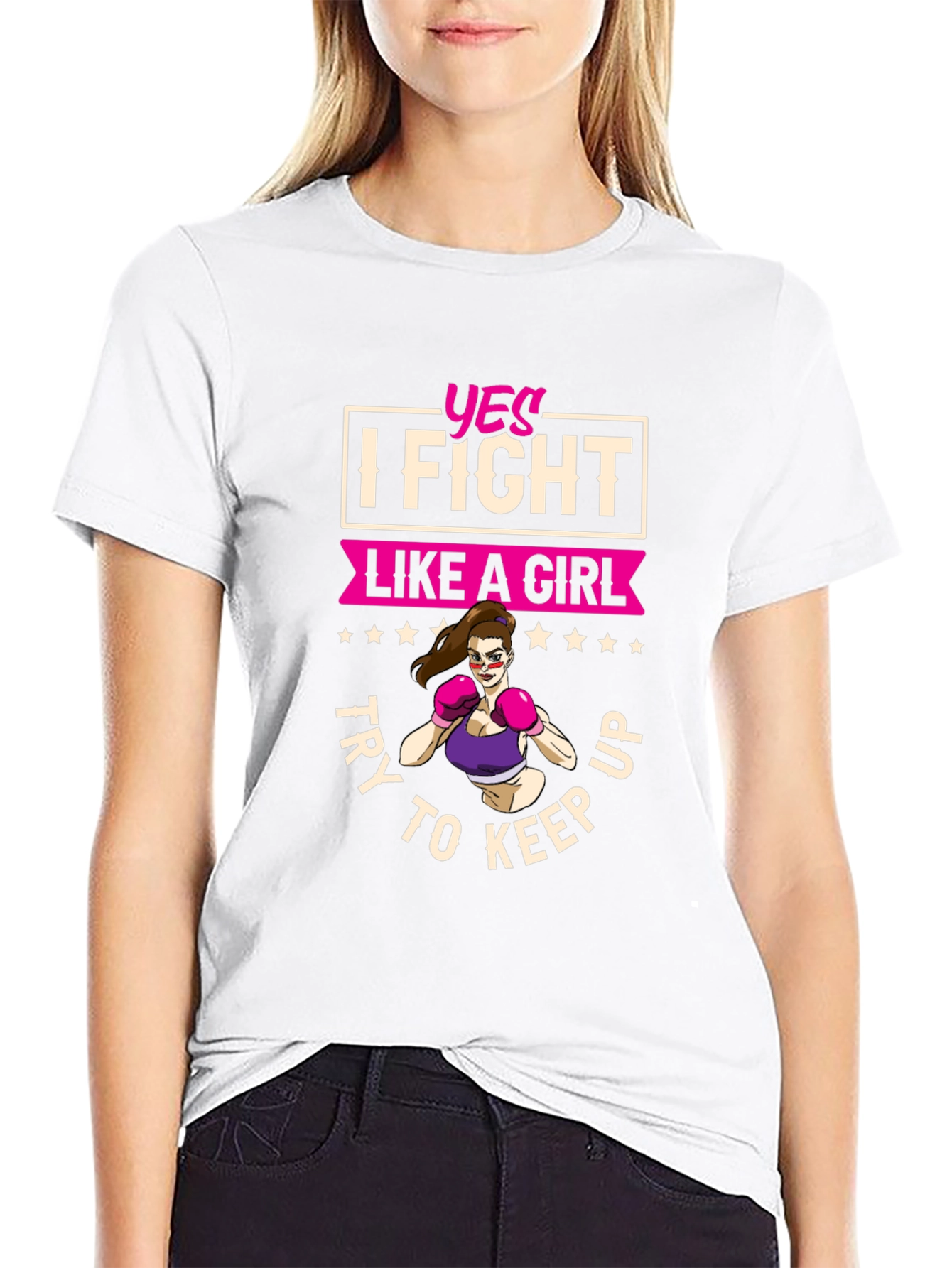 Black I Fight Like A Girl Graphic Tee view 9