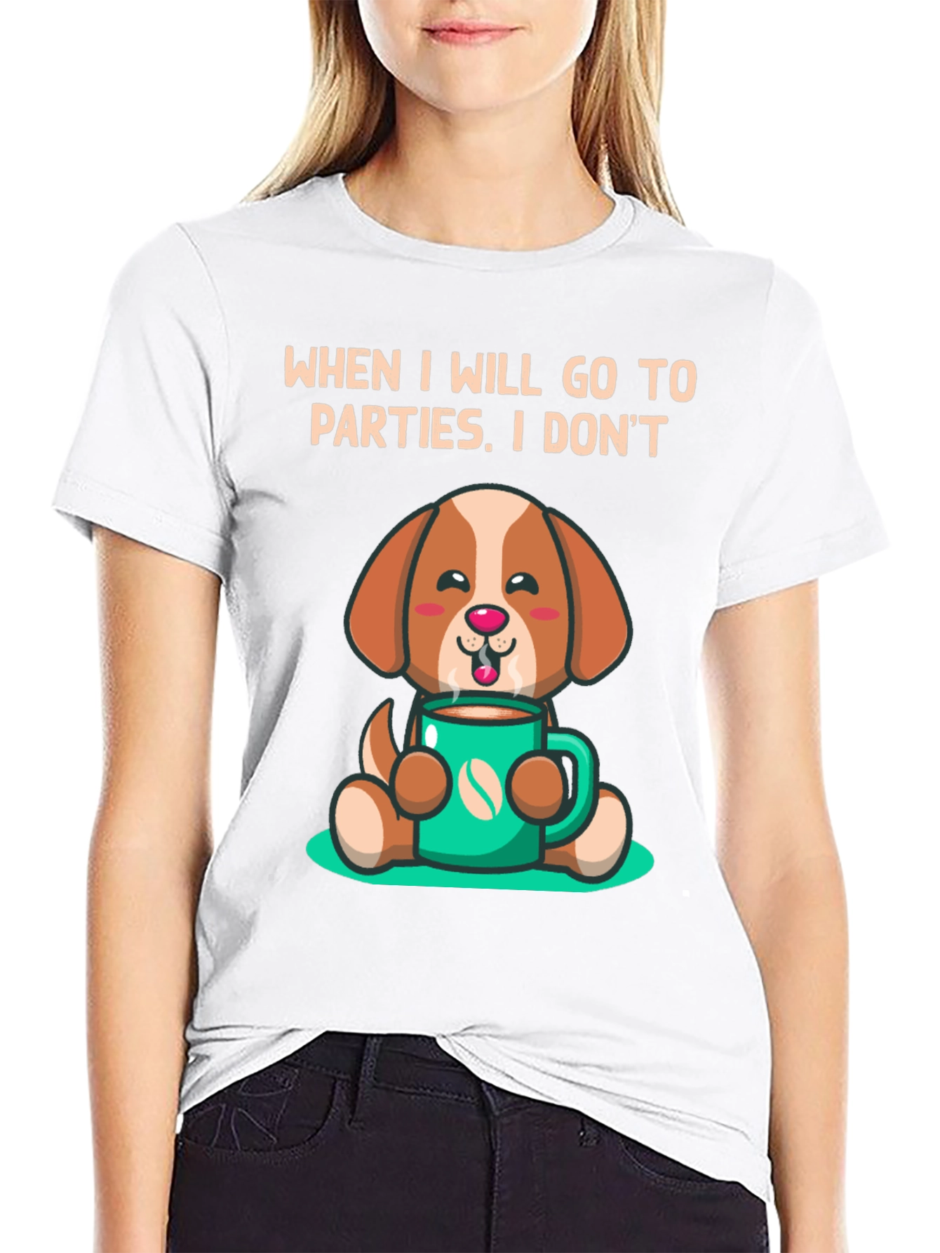 Black Cute Puppy Coffee Lover T-Shirt view 9