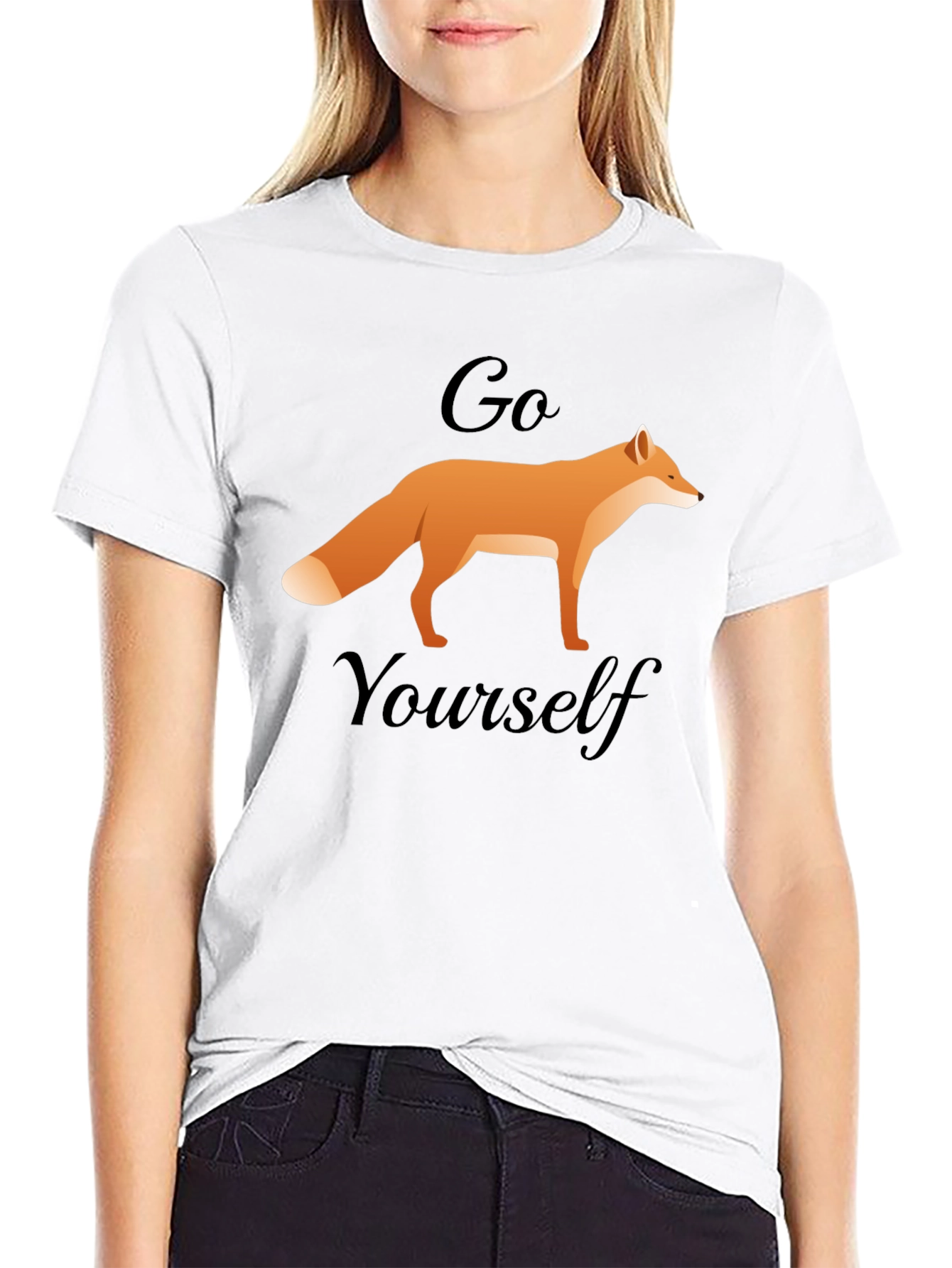 Black Go Fox Yourself T-Shirt - Funny Animal Tee view 9