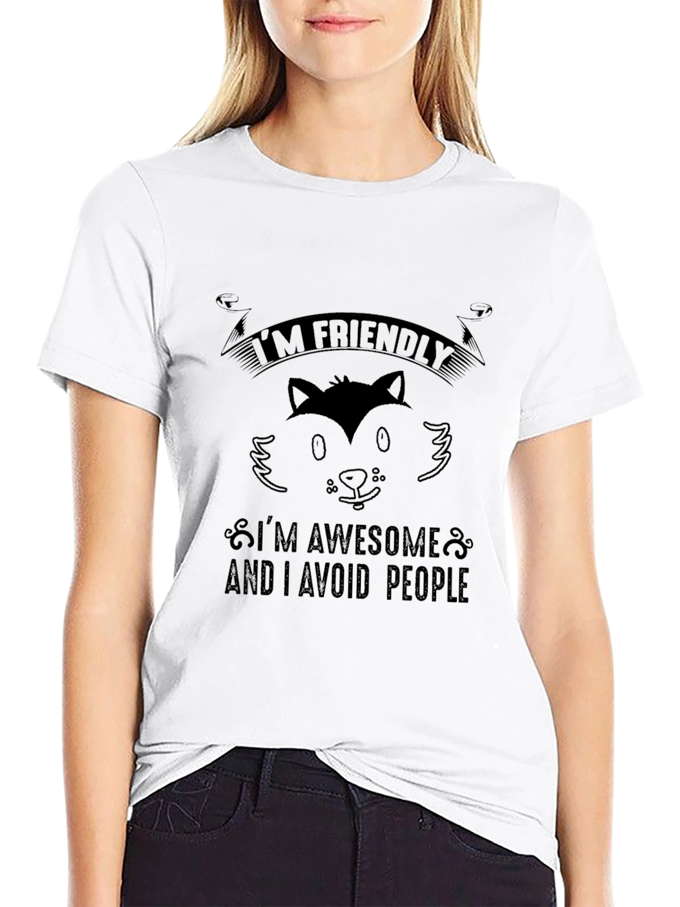 Black Friendly Awesome Avoid People Black T-Shirt view 9