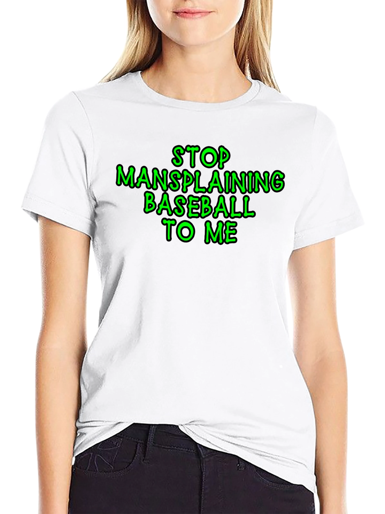 Black Stop Mansplaining Baseball T-Shirt view 9