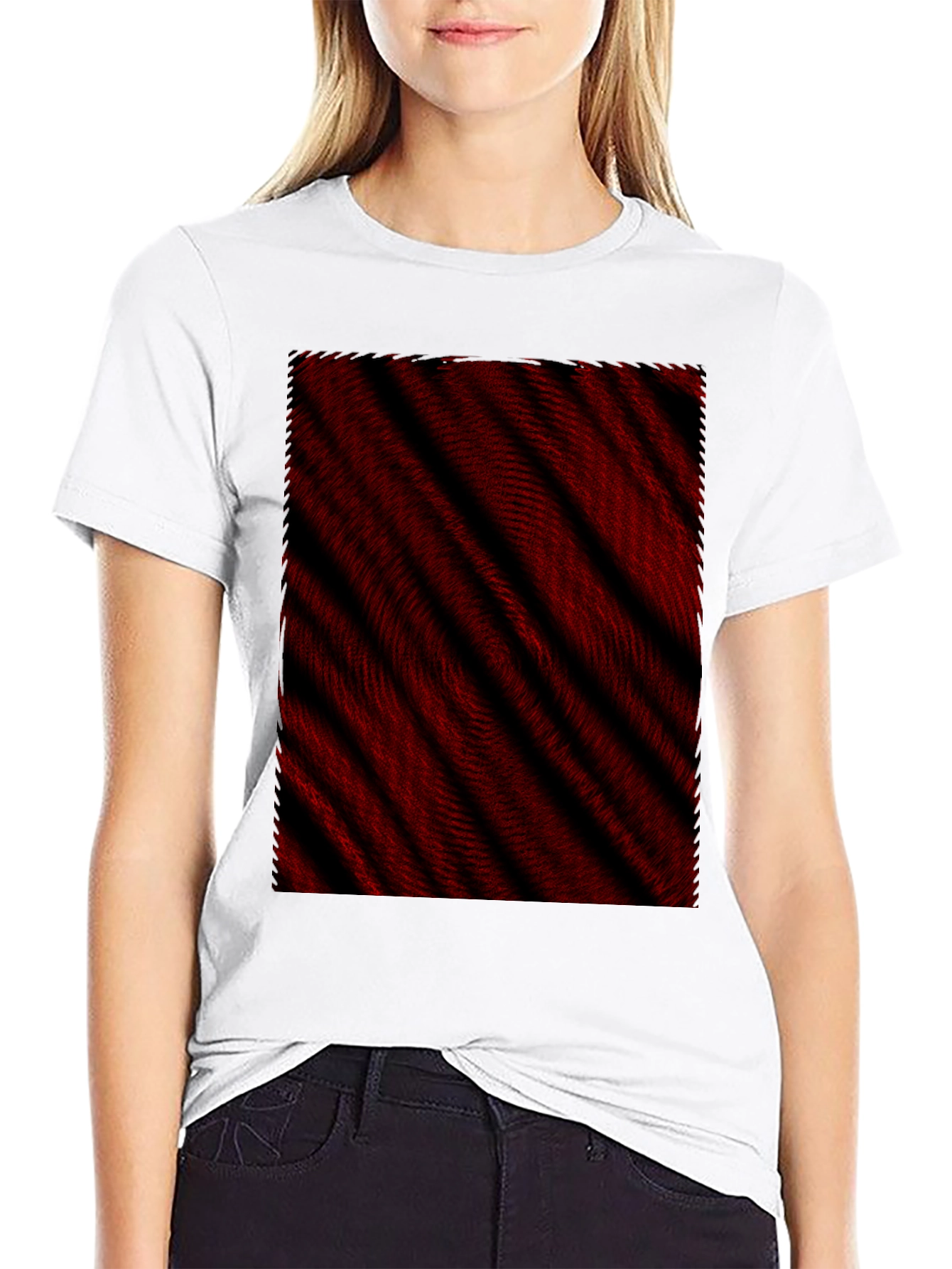 Black Abstract Red & Black Striped Tee view 9