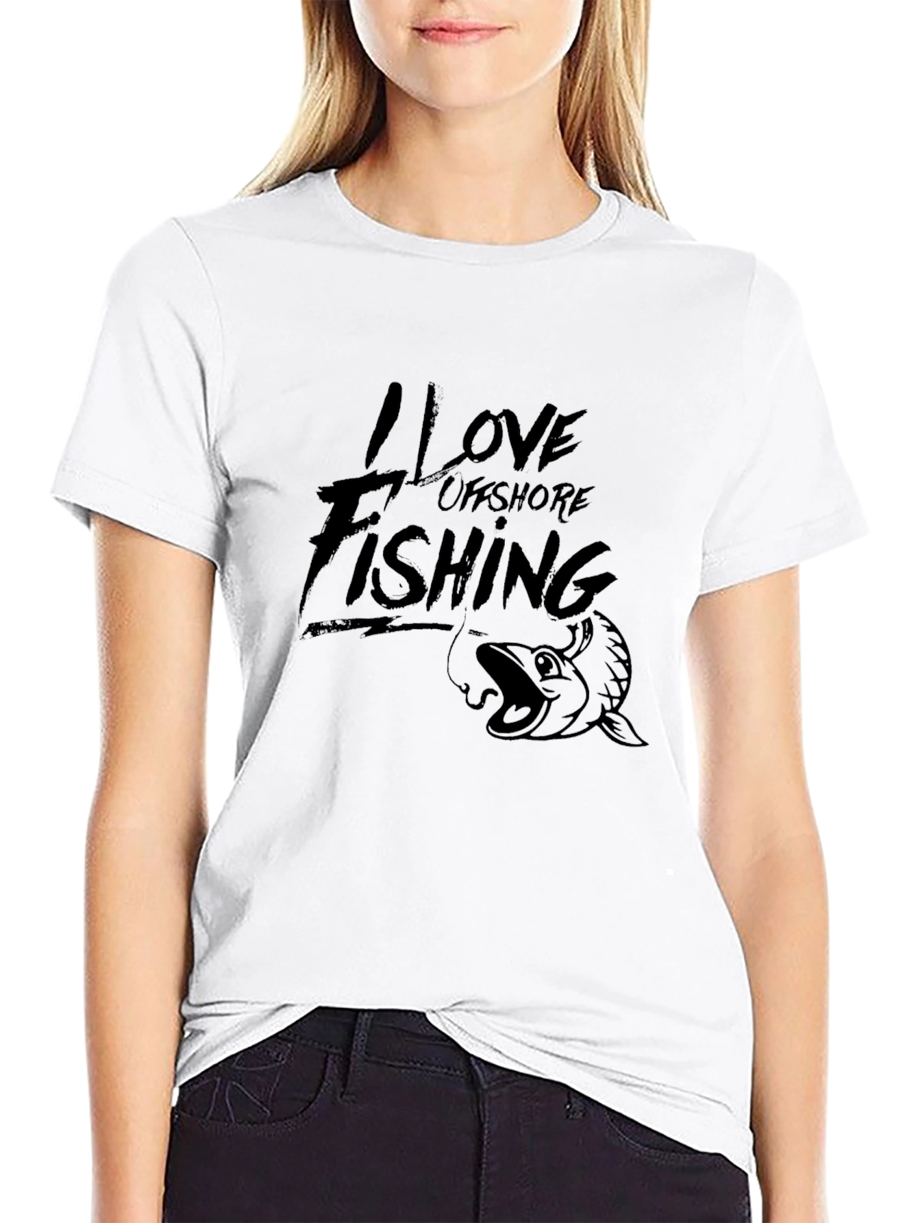 Black I Love Offshore Fishing Black T-Shirt view 9