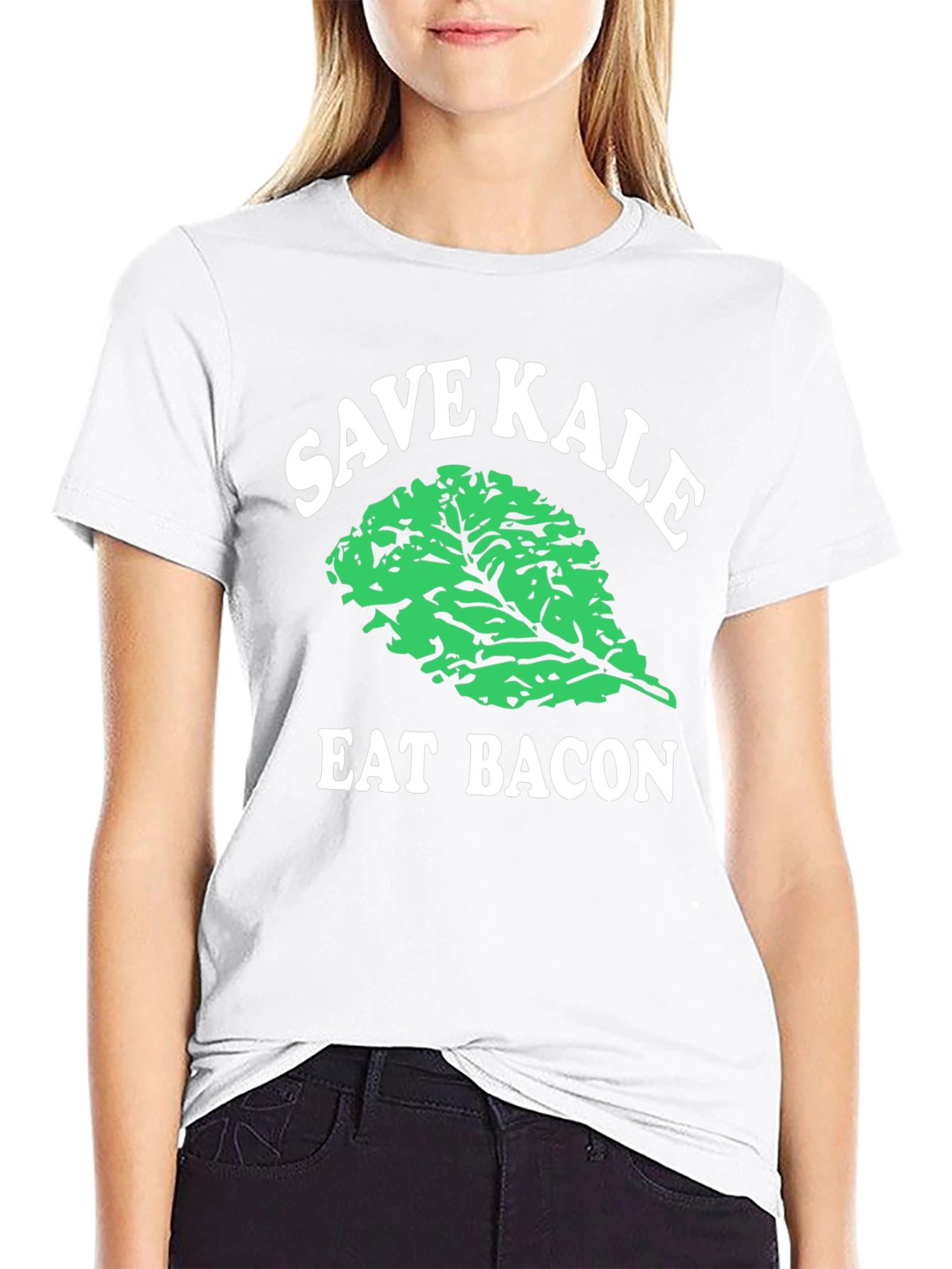 Black Save Kale Eat Bacon Graphic Tee view 9