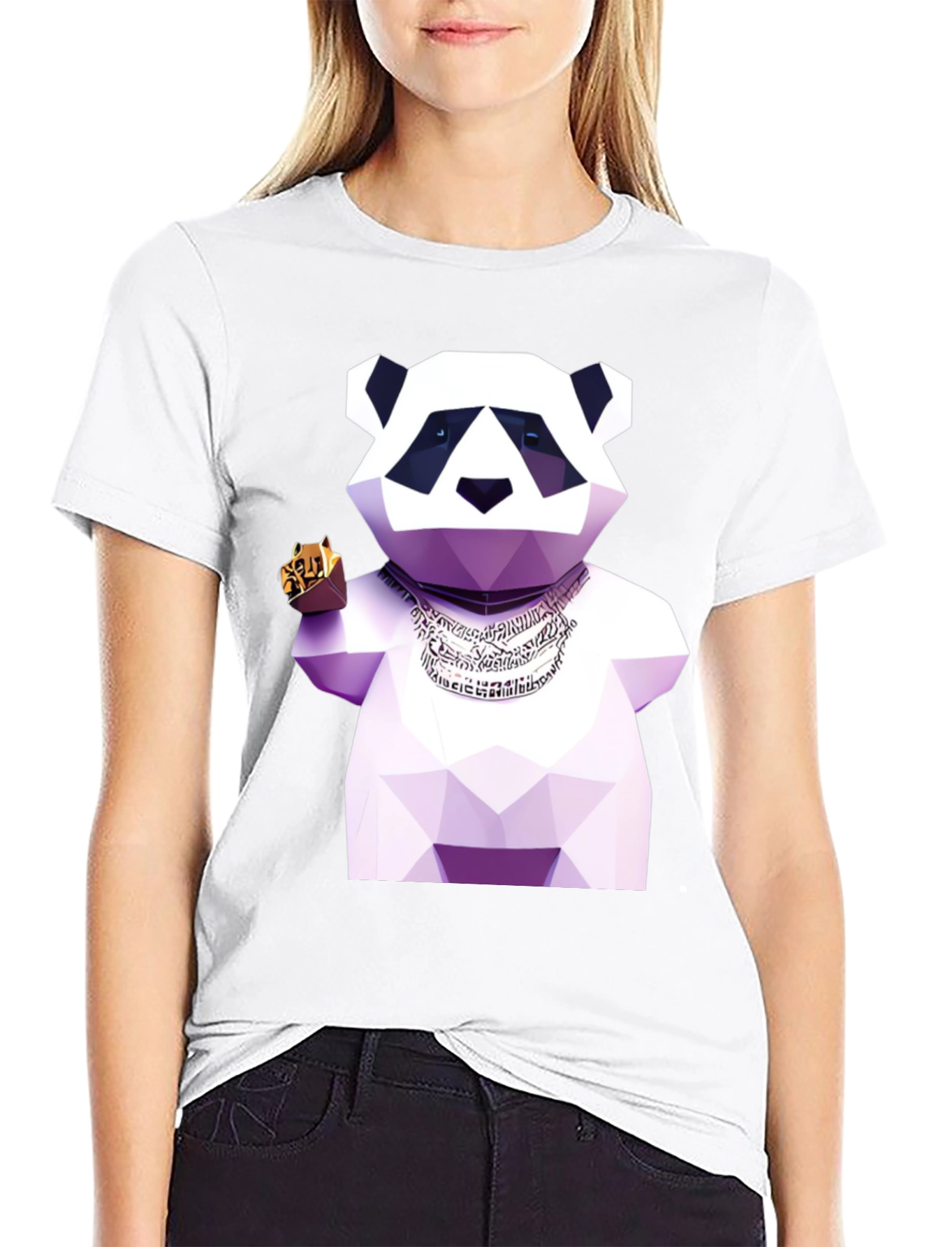 Black Geometric Panda T-Shirt view 9