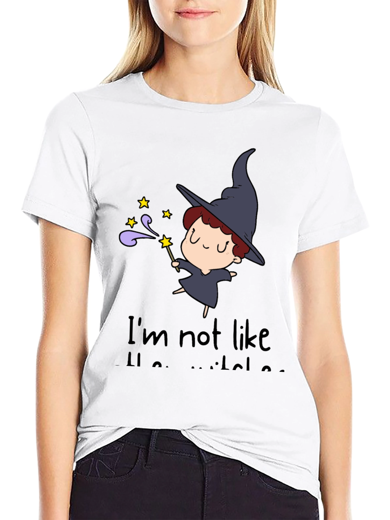 Black Cute Witch Graphic Tee - Not Like Other Witches Shirt view 9