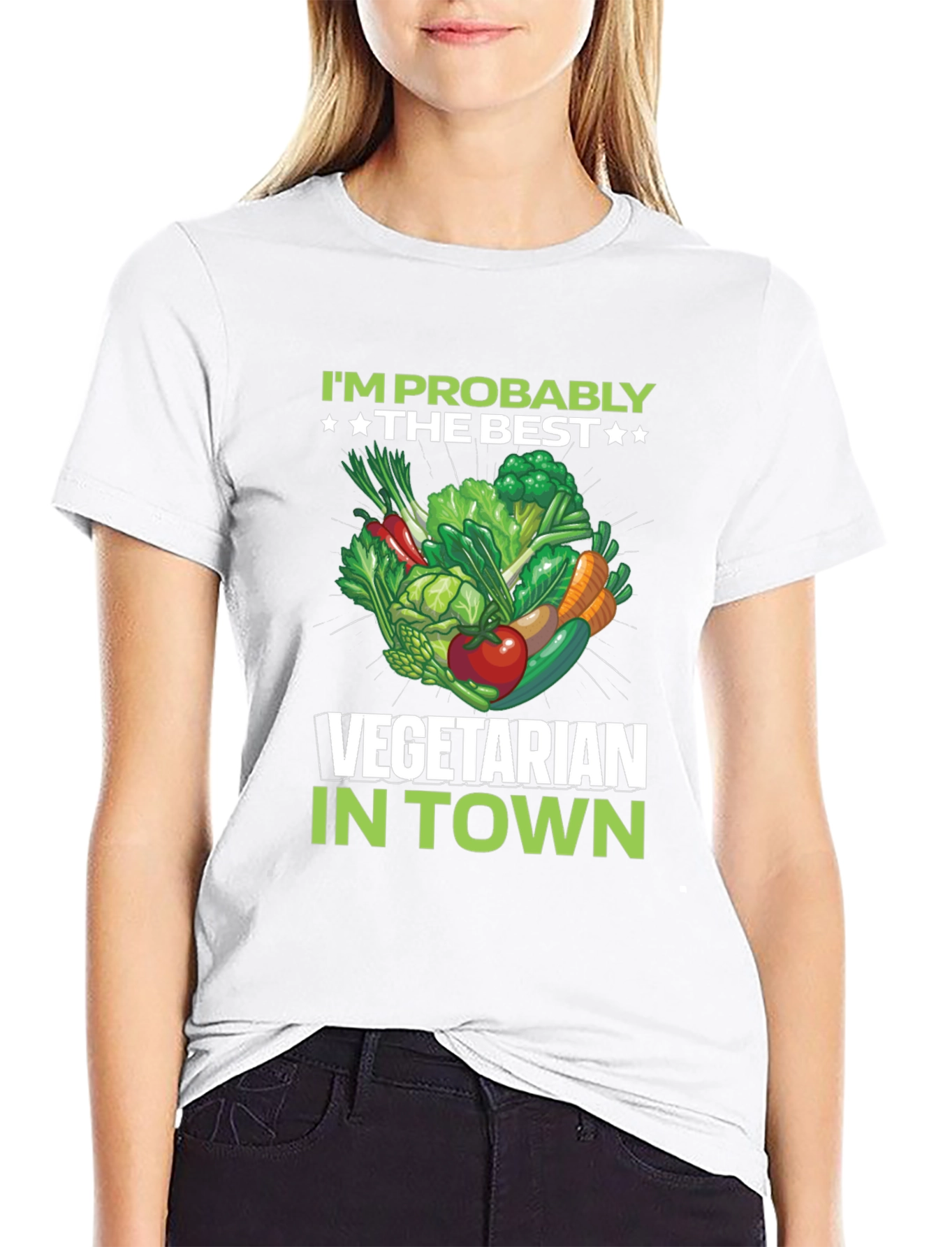 Black Best Vegetarian in Town T-Shirt view 9