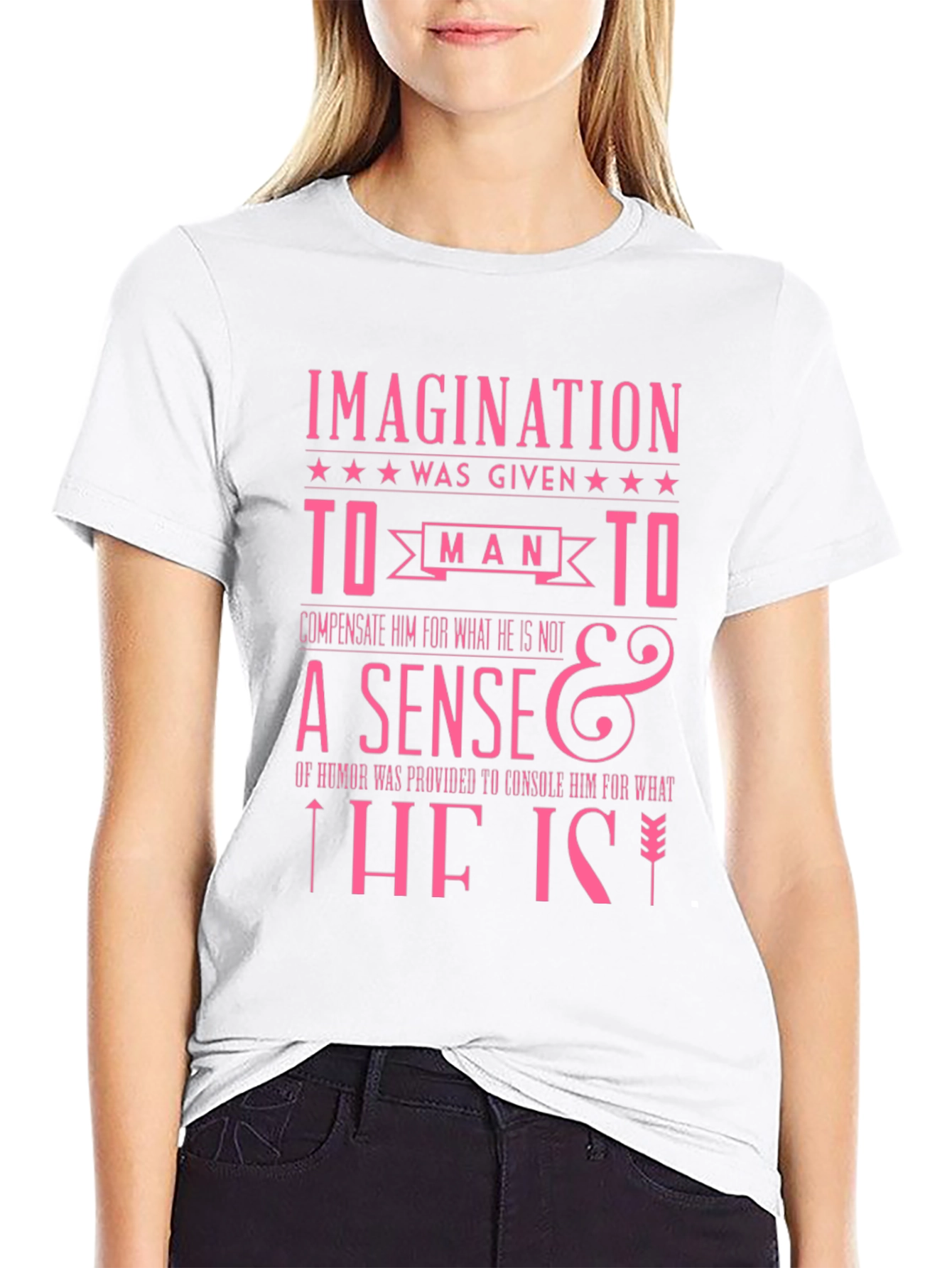 Black Imagination Humor Slogan Graphic T-Shirt view 9