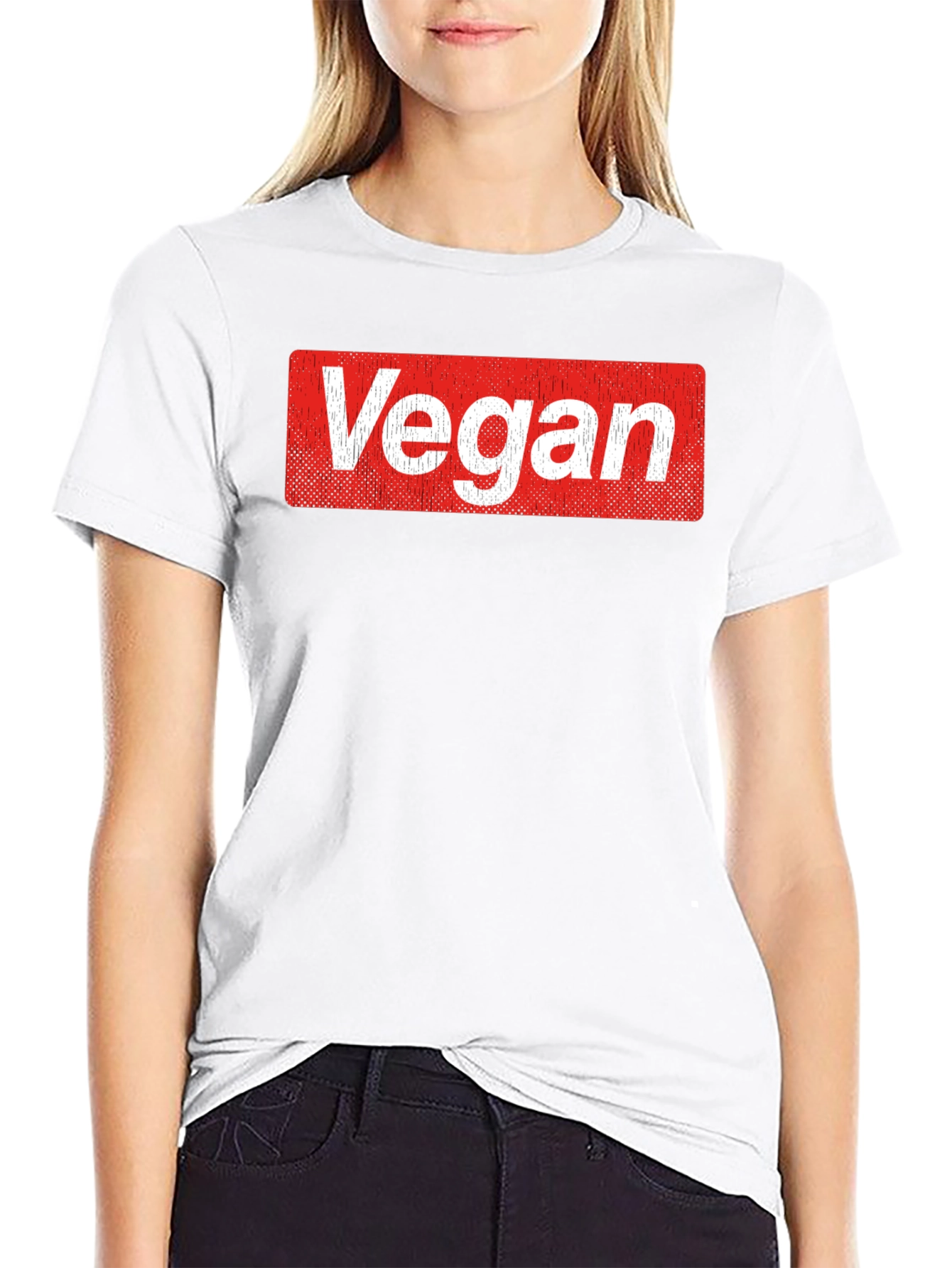 Black Vegan Logo T-Shirt - Soft Cotton Blend Casual Tee view 9