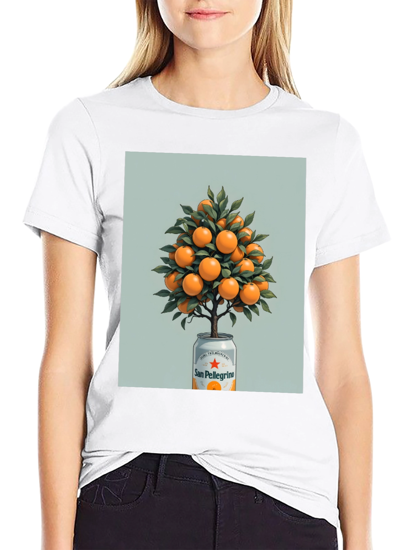 Black San Pellegrino Orange Tree Graphic Tee view 9