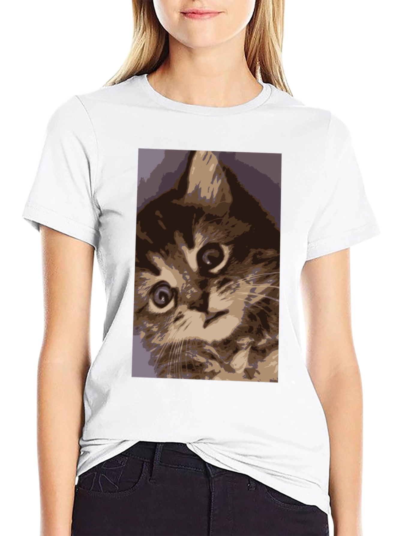 Black Curious Kitten Graphic Tee - Soft Cotton Comfort view 9