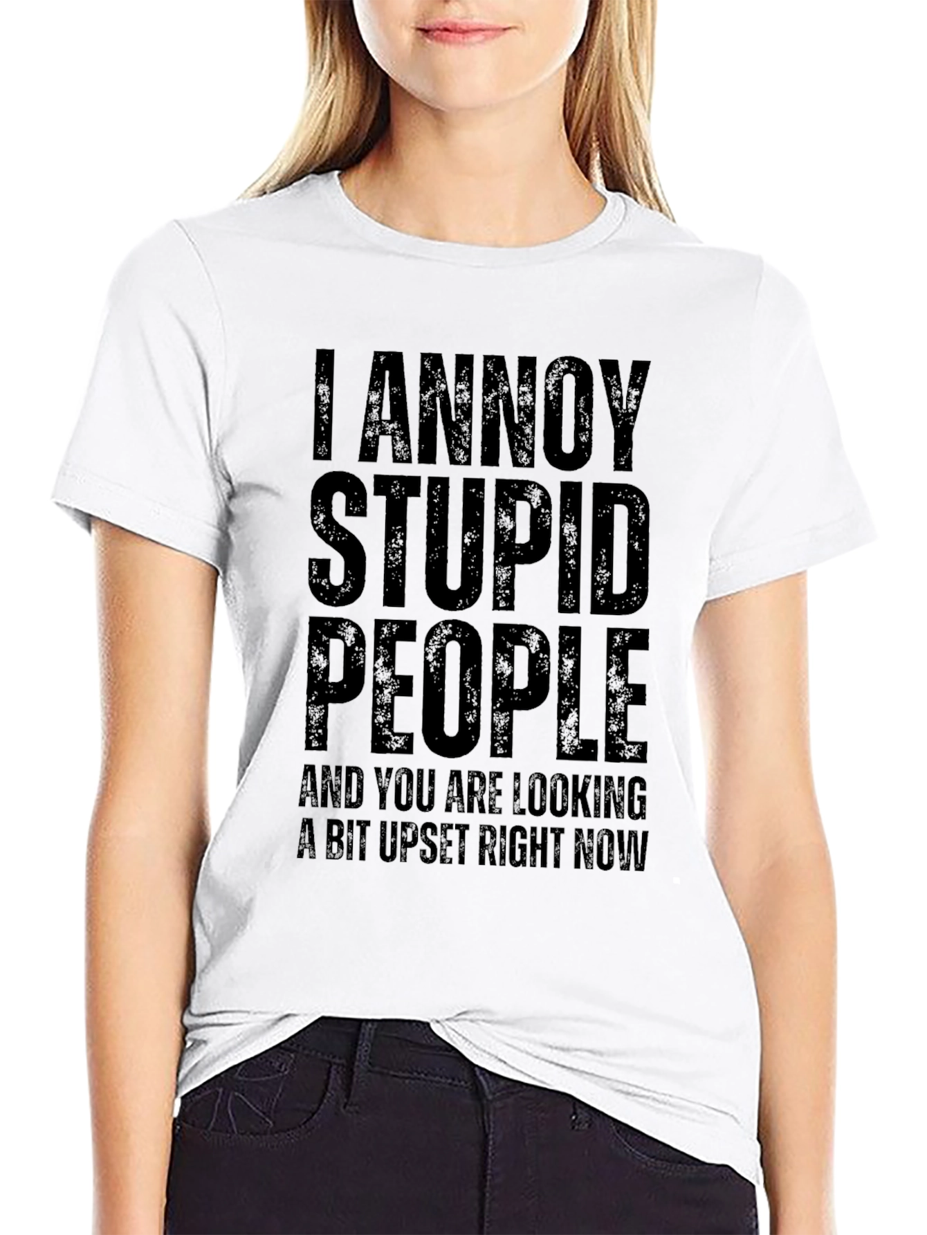 Black I Annoy Stupid People Black Graphic Tee view 9