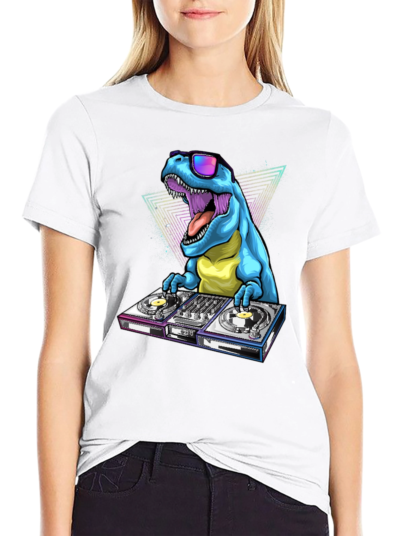 Black DJ Dinosaur Graphic Tee view 9