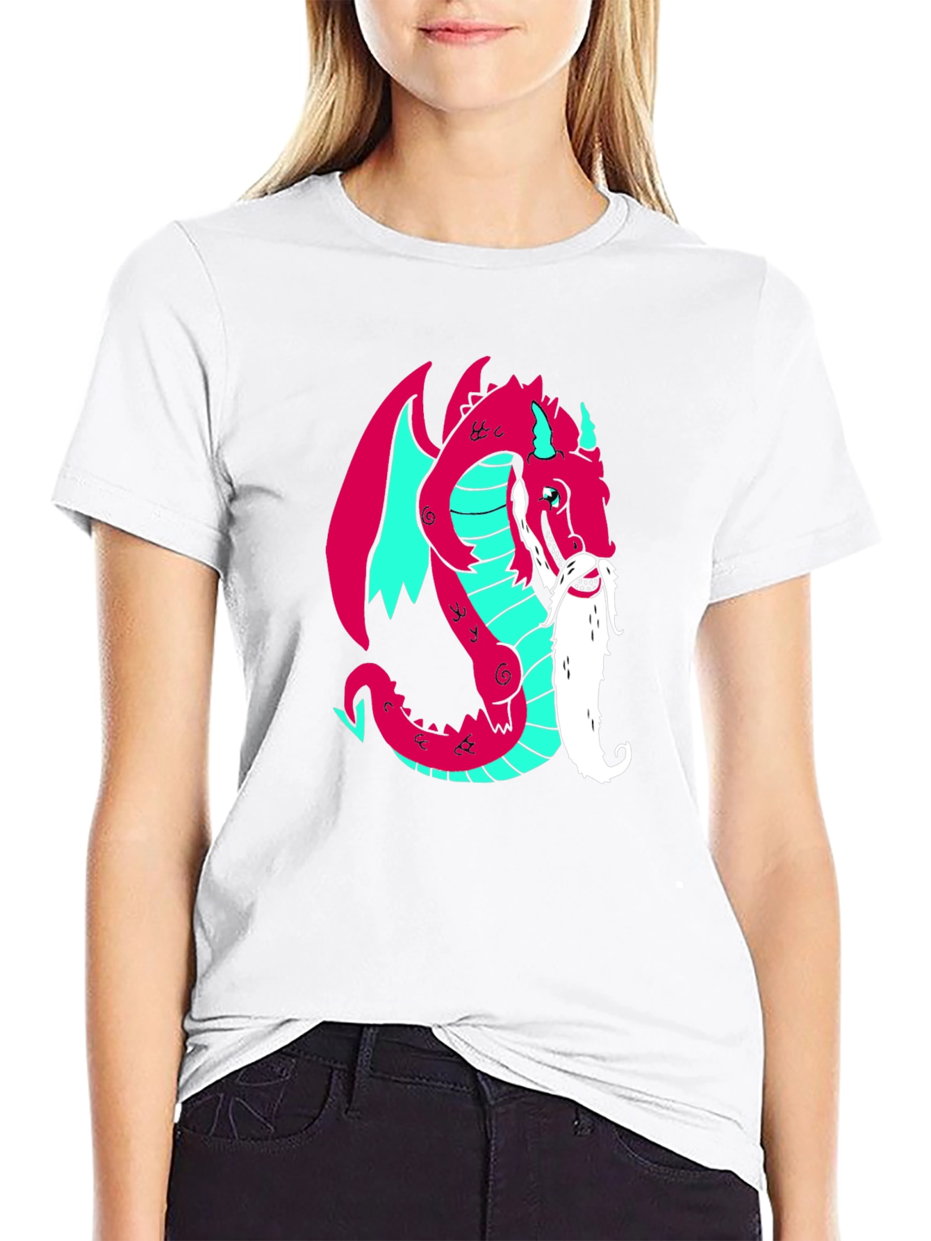 Black Cool Dragon Graphic Tee - Black Cotton Blend view 9